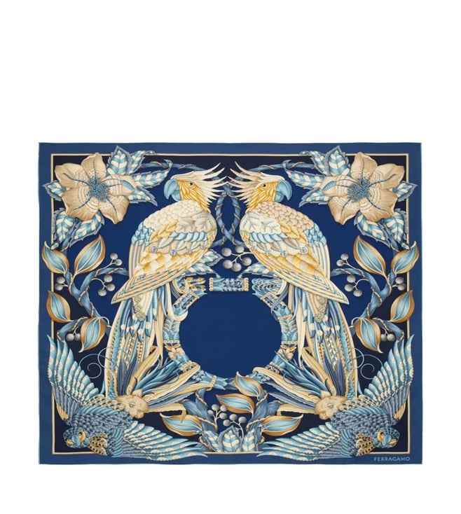 Blue Parrots Print Scarf