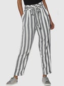 Buy GoColors Women Striped Green Linen Pencil Pants at Amazonin