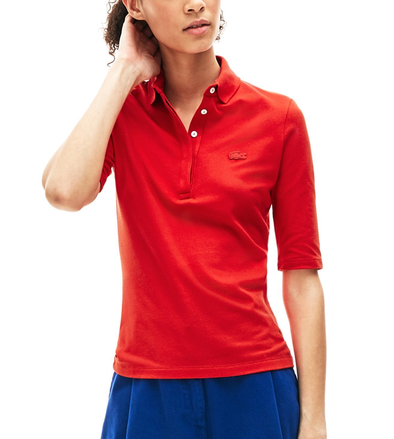 women's slim fit stretch mini piqué polo shirt