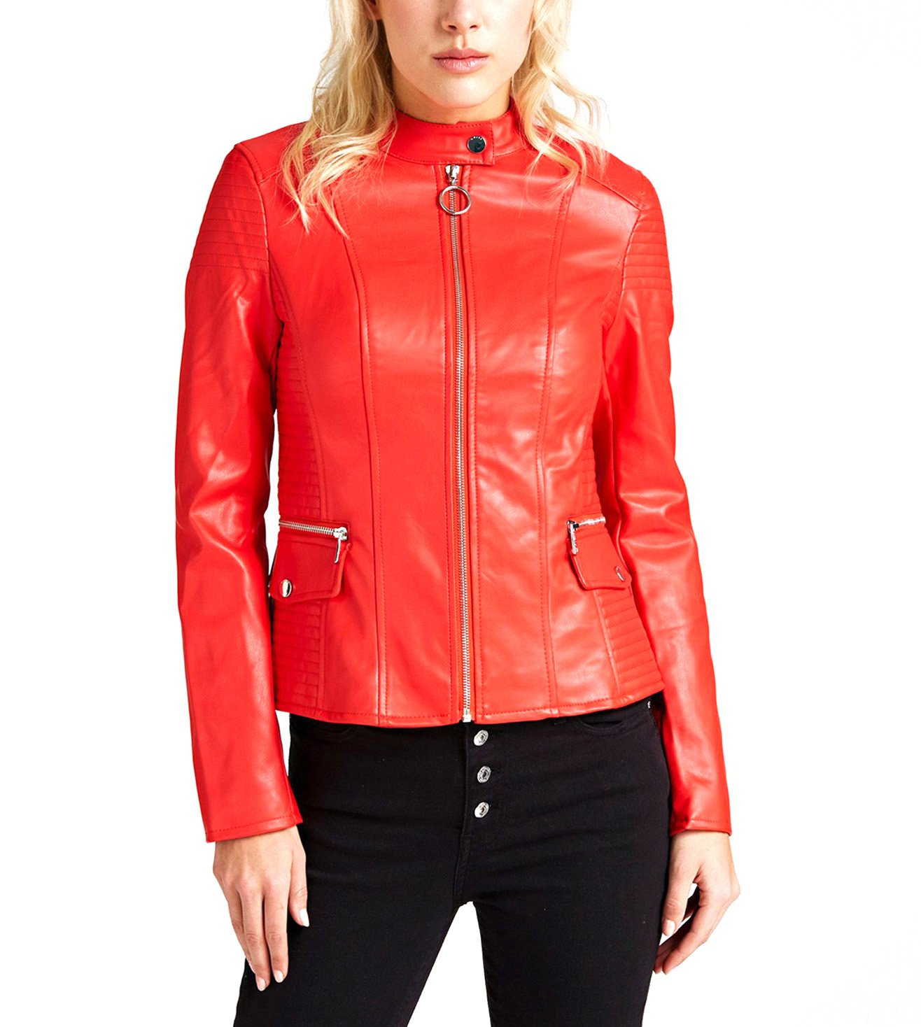 guess red jacket