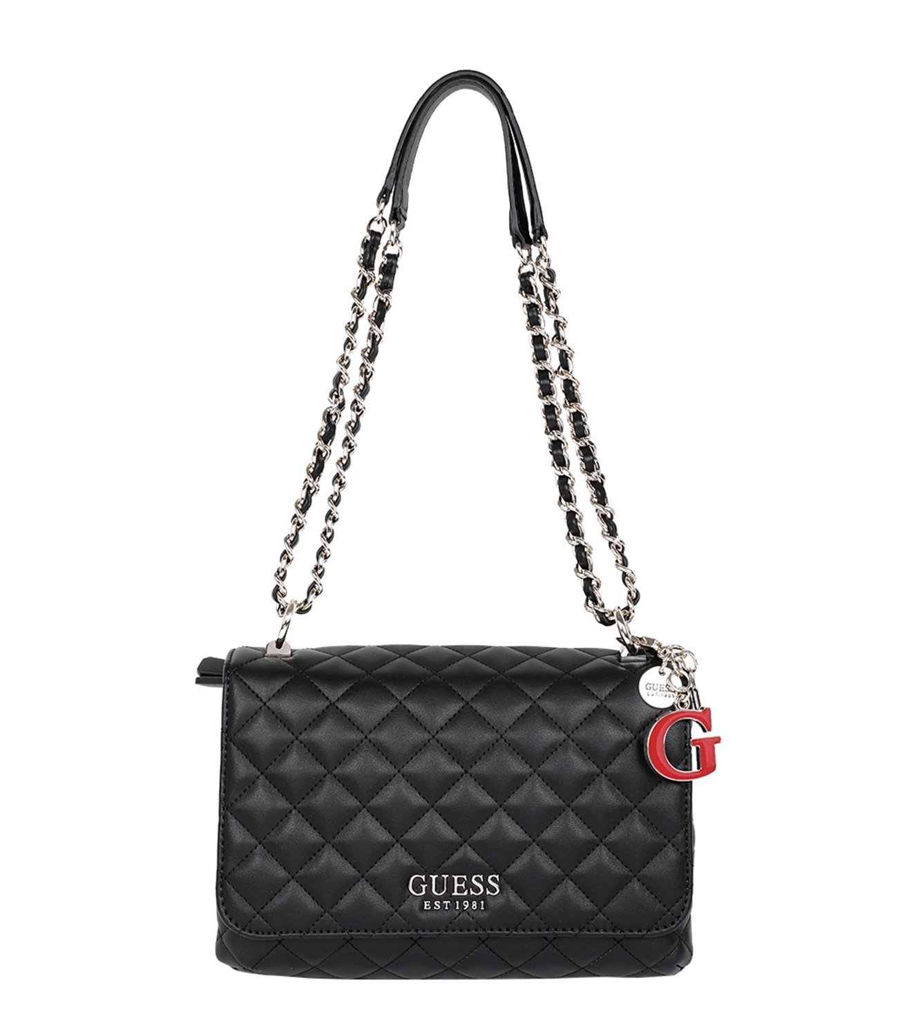 guess black leather shoulder bag