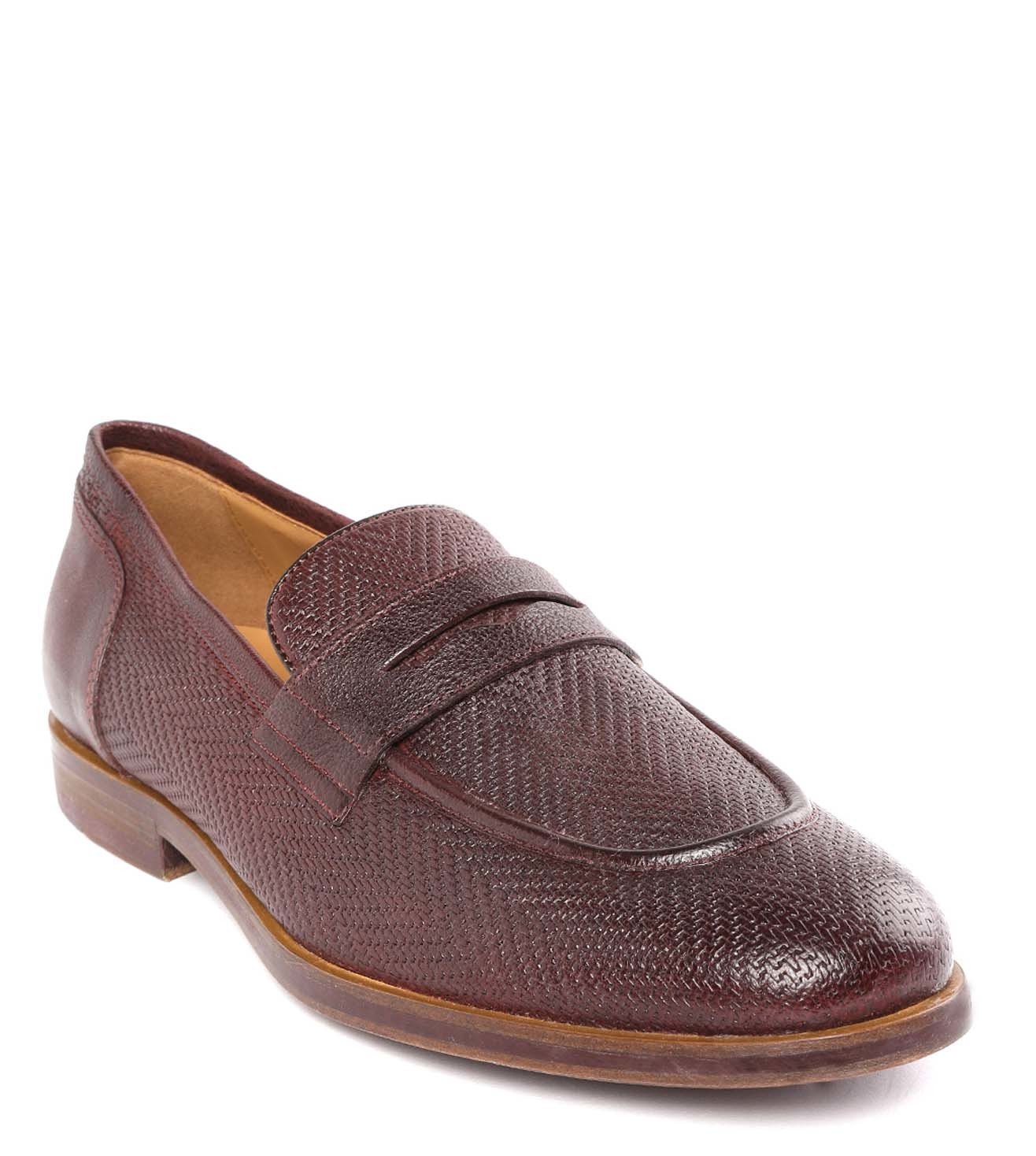 Buy Geox Wine Leather Loafers for Men 