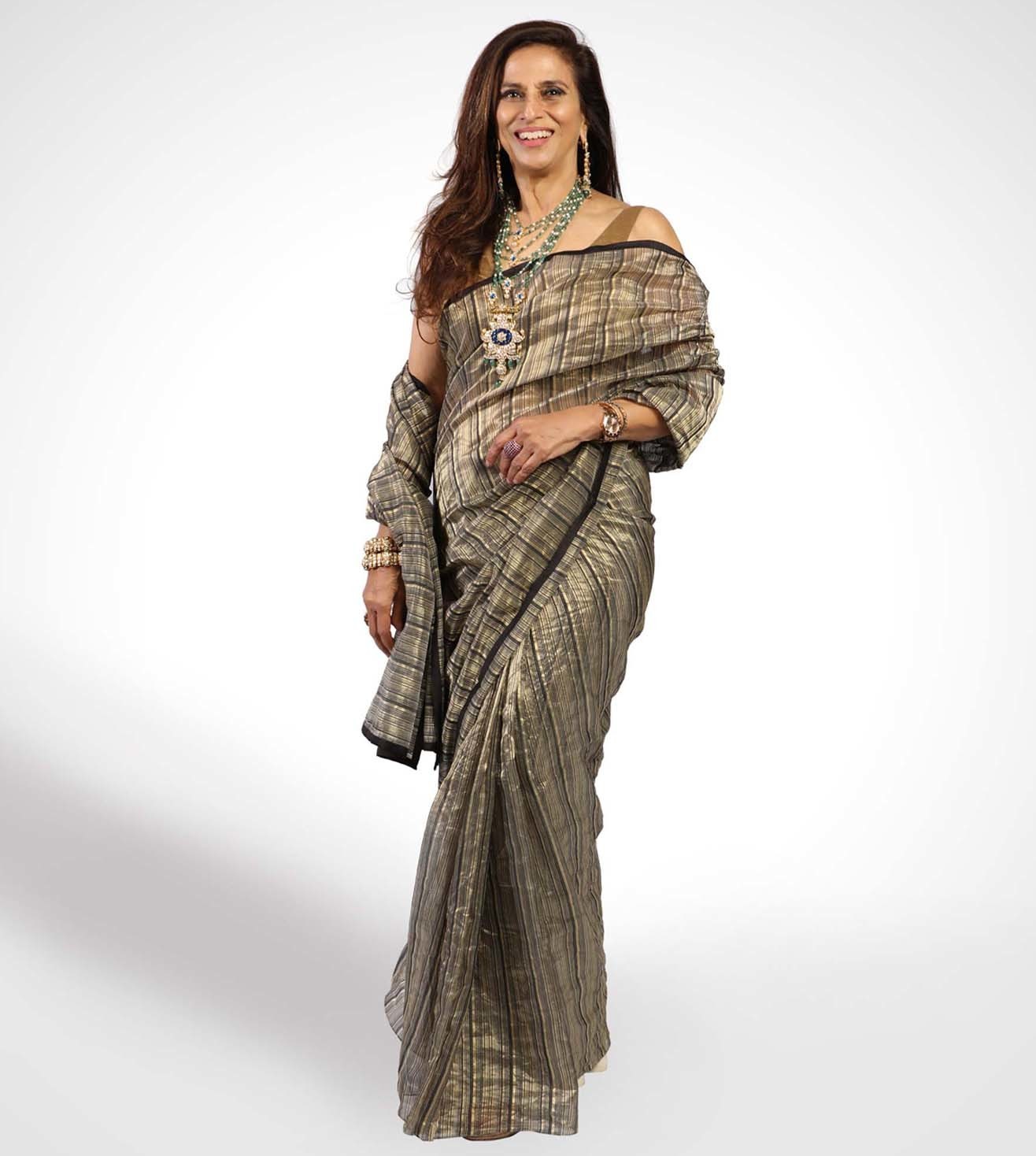 Buy Pranay Baidya Multicoloured Striped Chanderi Saree only at Tata CLiQ  Luxury