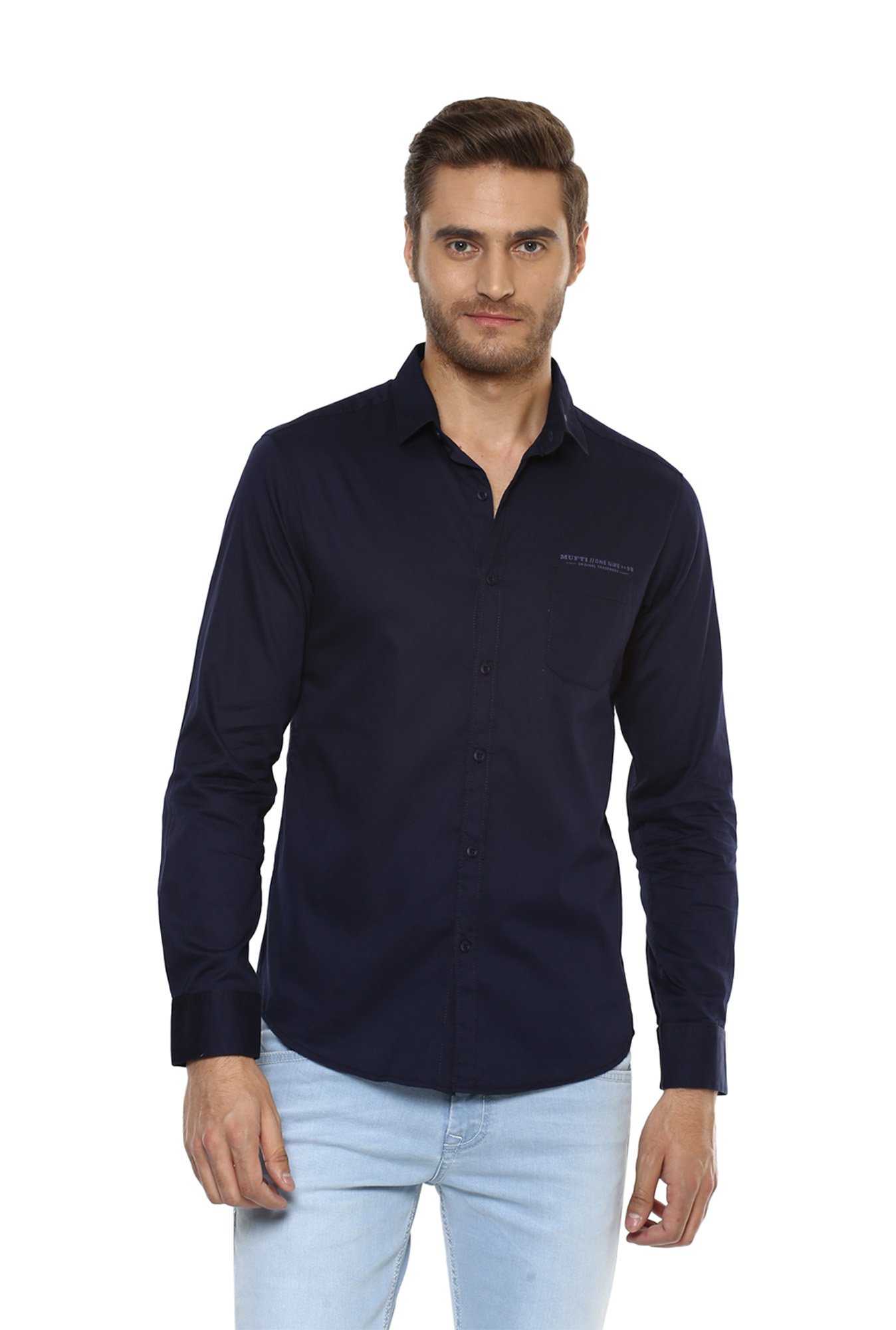 muscle fit linen shirt