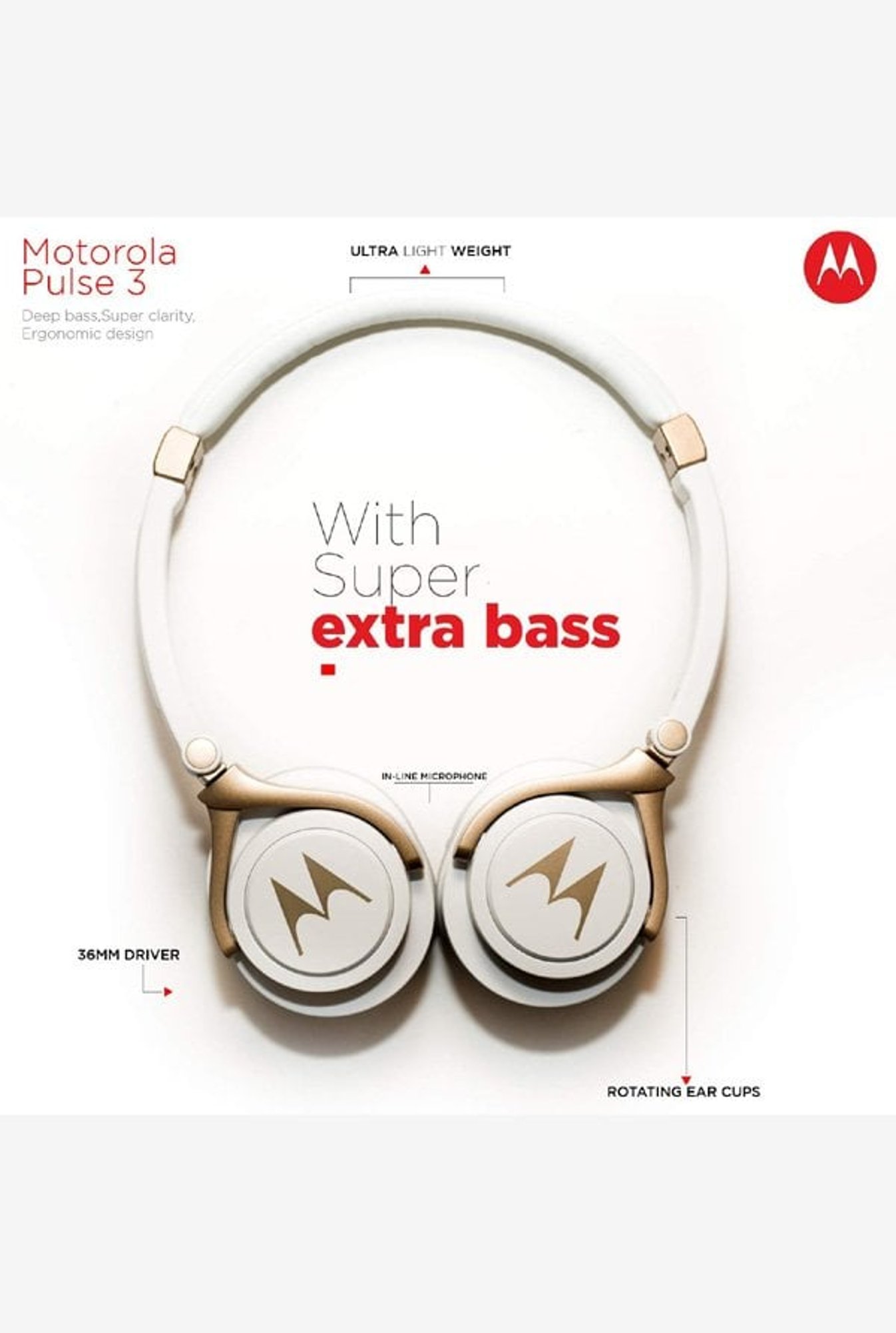 Buy Motorola Pulse 3 Headphones White Online At Best Price