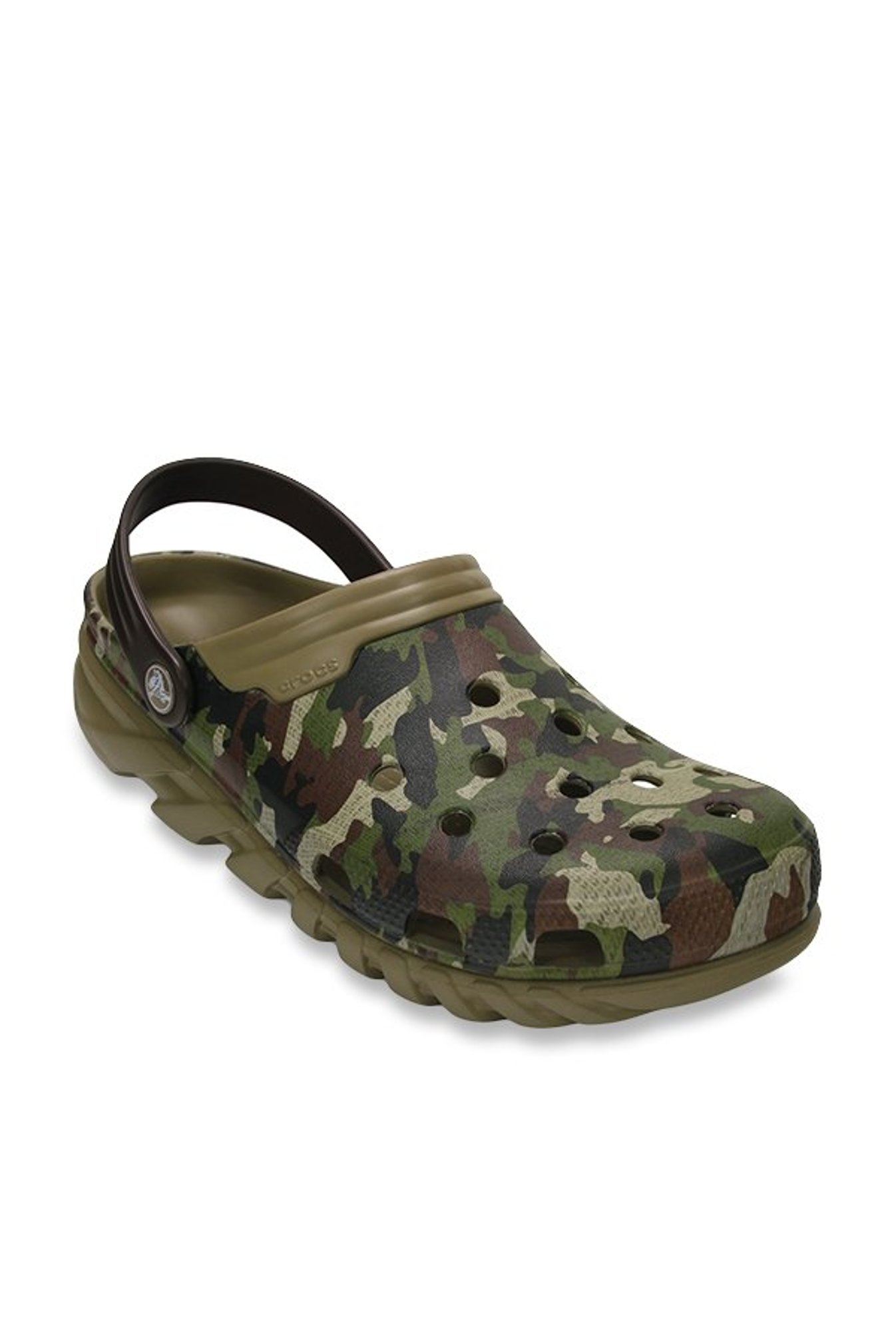 camo crocs with orange sole