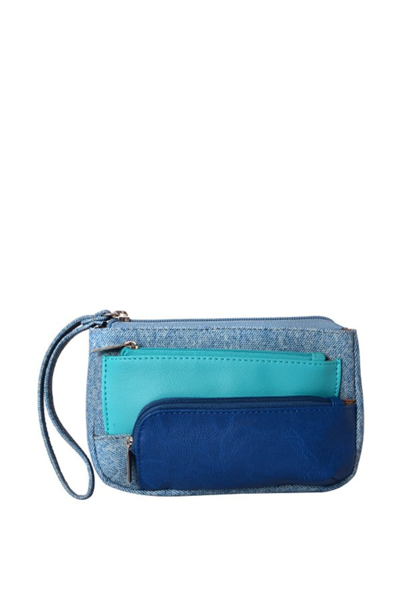 Baggit Lp Ibiza Y G Frosty Blue Color Block Wristlet Pouch For Baggit Lp Ibiza Y G Frosty Blue Color Block Wristlet Pouch