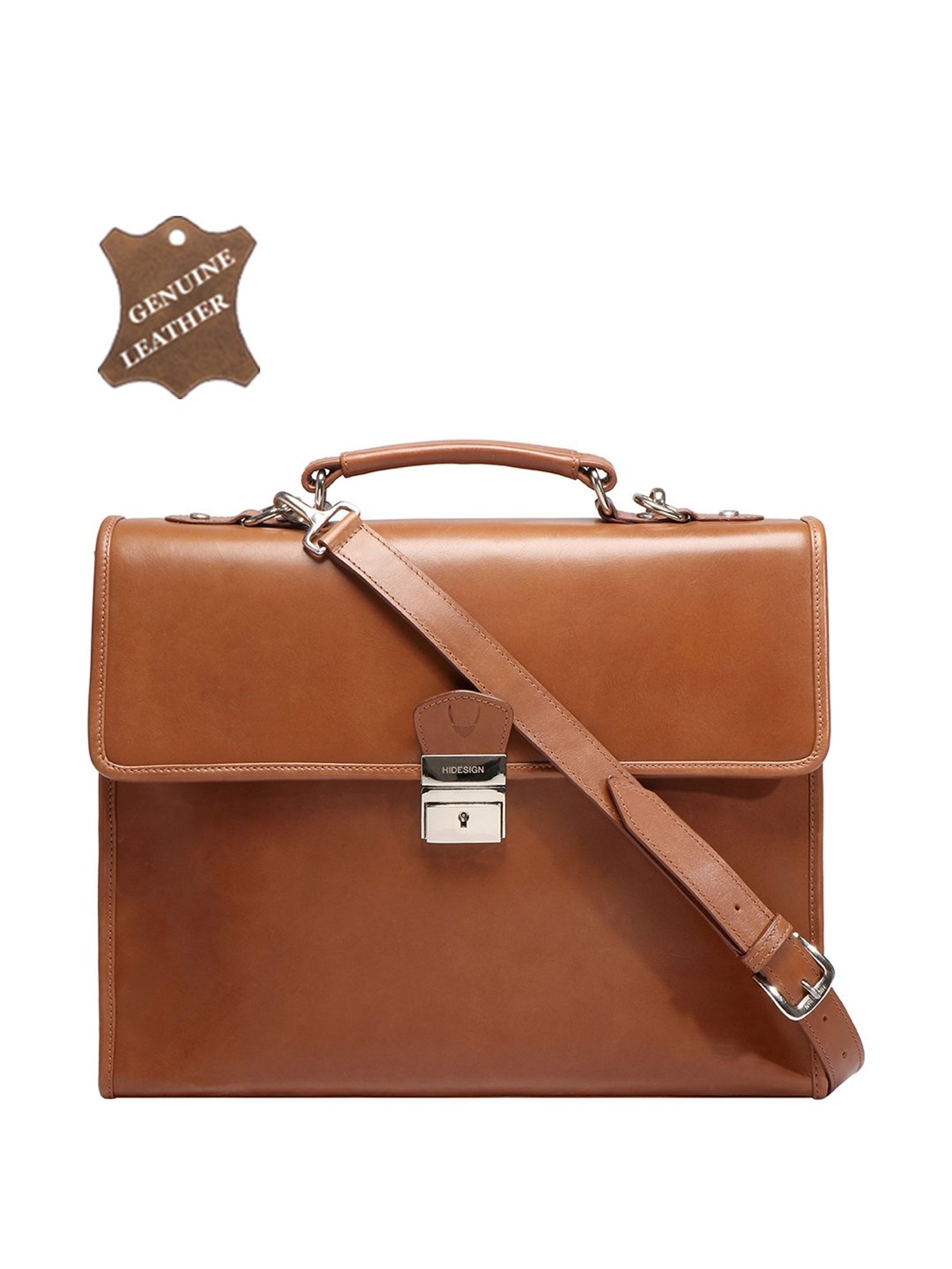 Hidesign Manhattan Bond 02 Tan Leather Messenger BagHidesign