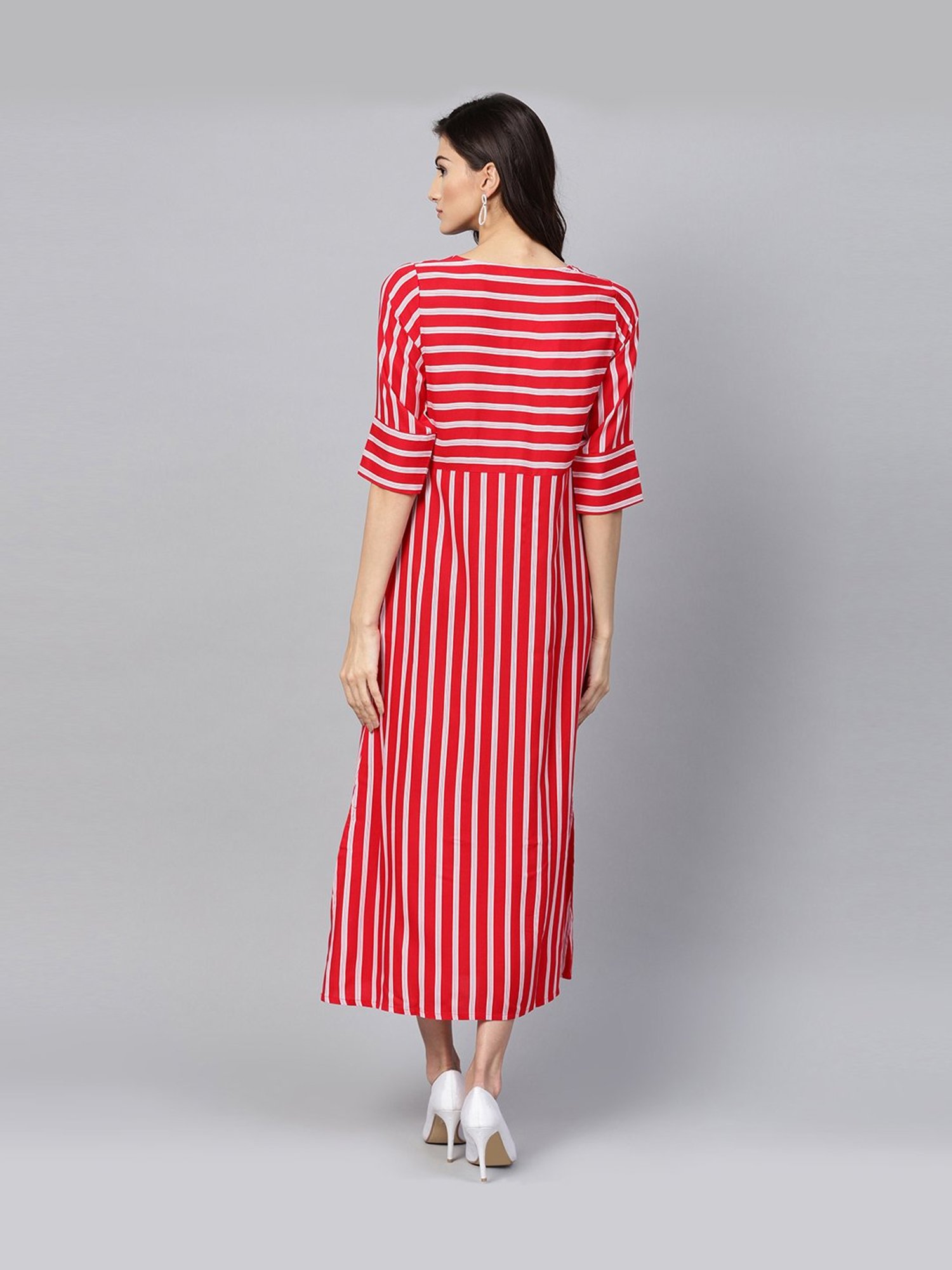 Buy Gerua Red Striped A-Line Dress for Women Online @ Tata CLiQ