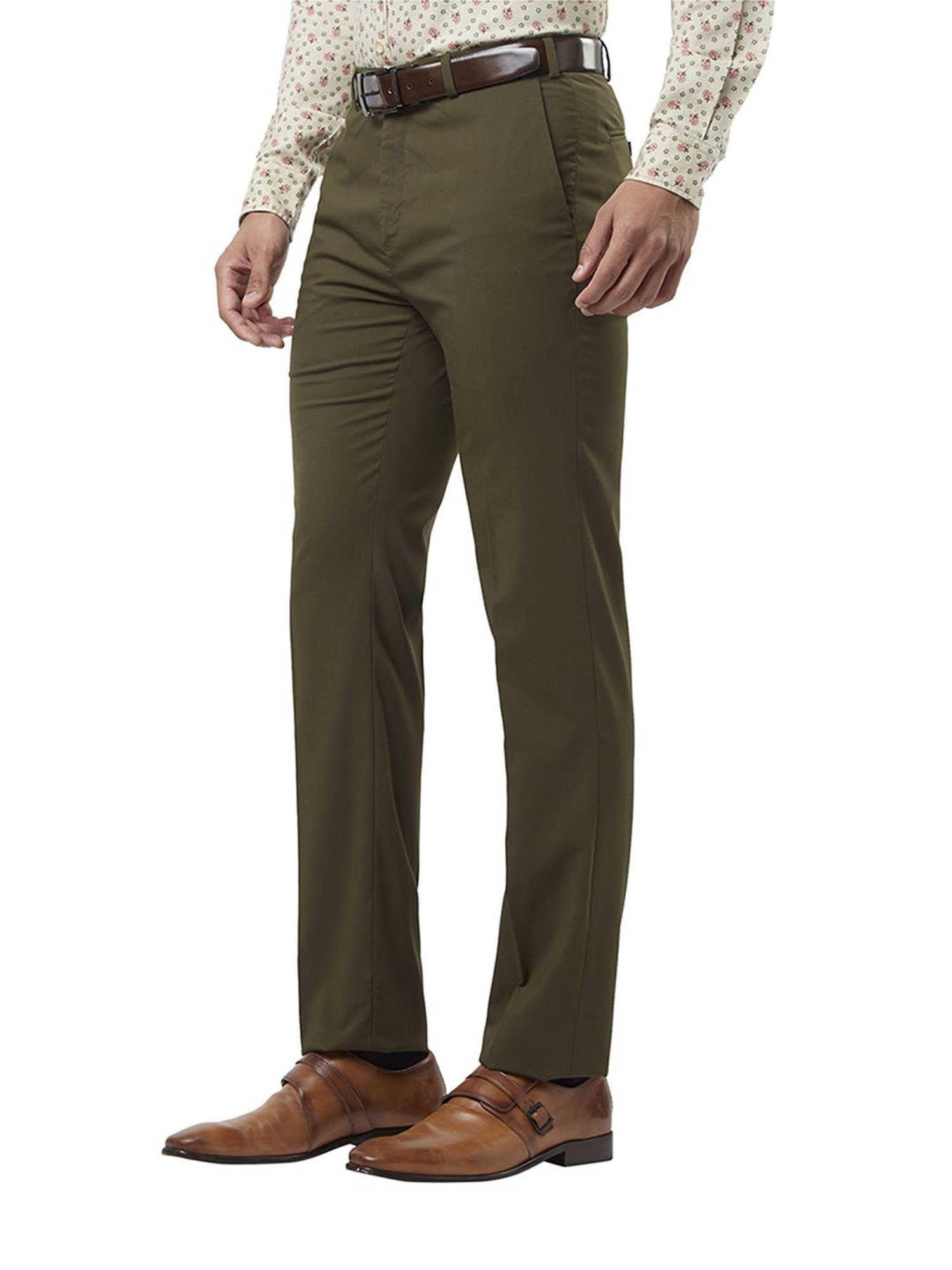 Dark Olive Casual Trouser for Men  Solid  100 Cotton Uno Fit  JadeBlue   JadeBlue Lifestyle
