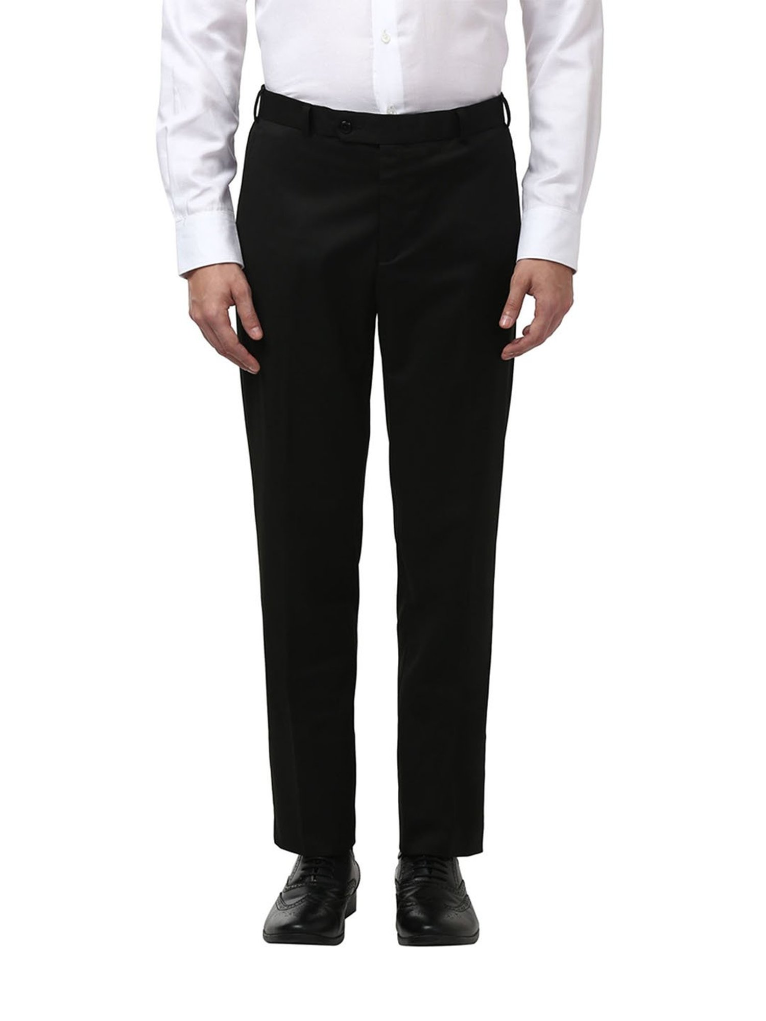 Buy Men Black Solid Regular Fit Trousers Online  173298  Peter England