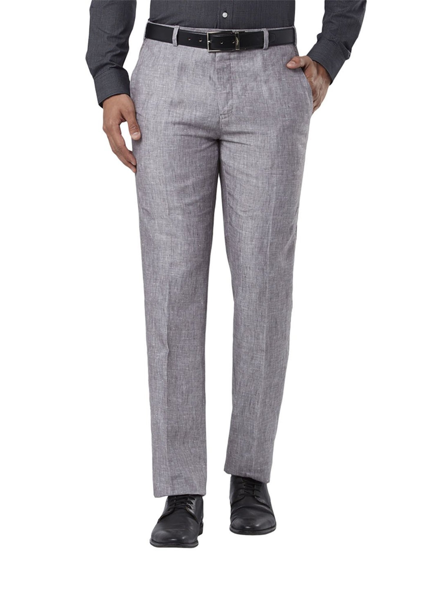 Grey linen trousers by Dhatu Design Studio  The Secret Label