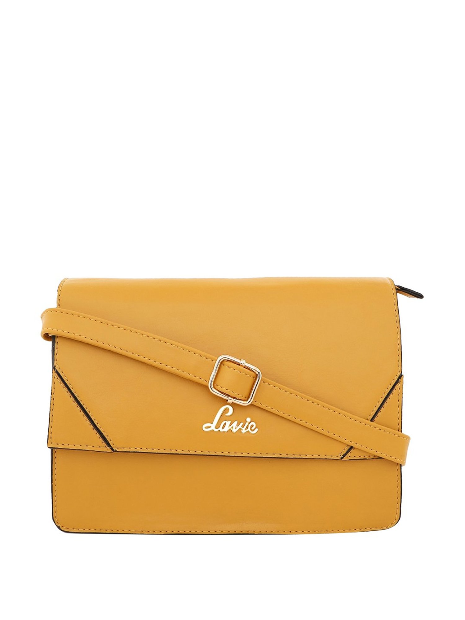 Buy Lavie Moritz Ochre Yellow Solid Sling Handbag For Women At