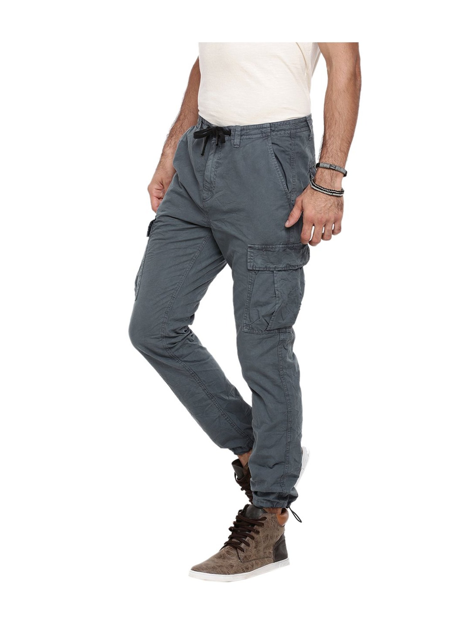 Beige Slim Fit Cotton Cargo Jogger 8907066345033  Breakbounce