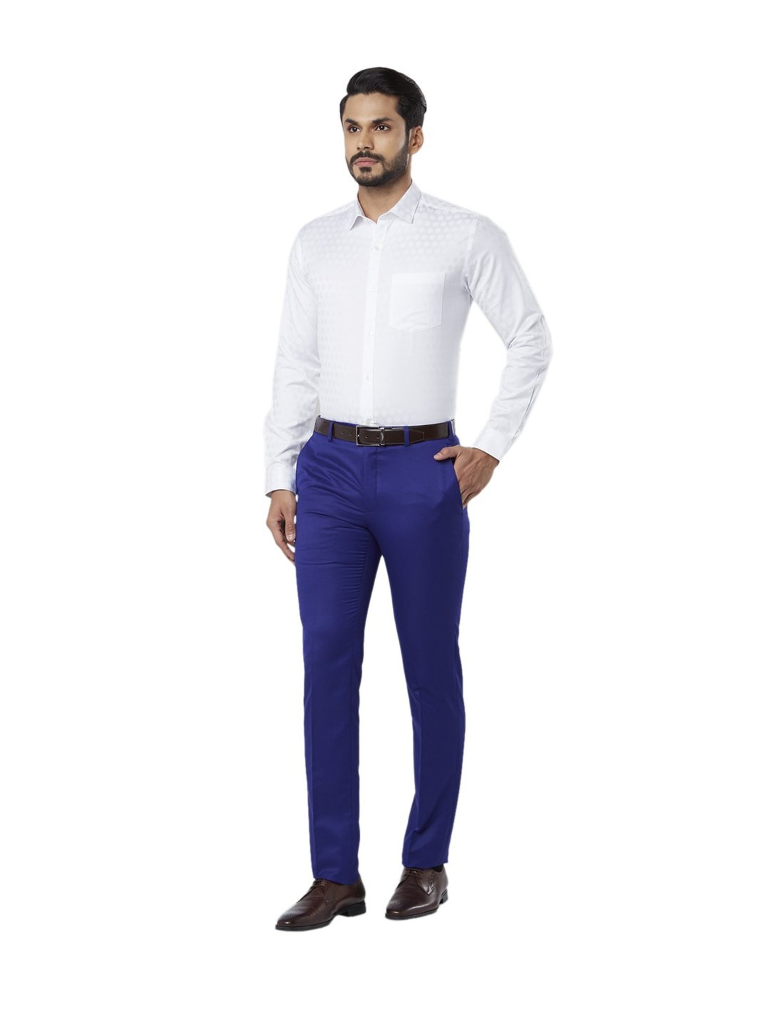 Metal Formal Trousers : Buy Metal Men's Solid Royal Blue Terry Rayon Slim  Fit Formal Trouser Online | Nykaa Fashion