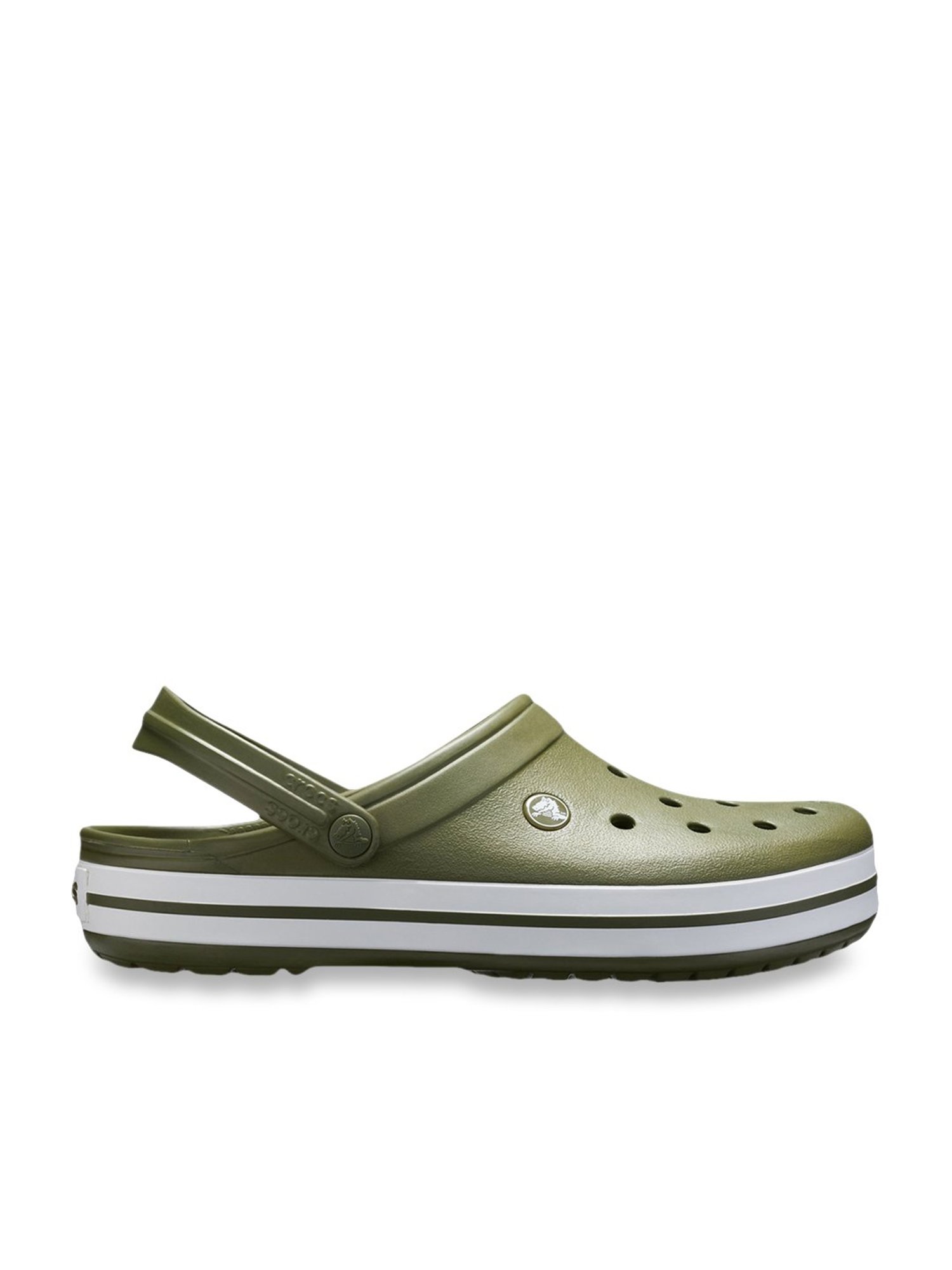 crocs army green white