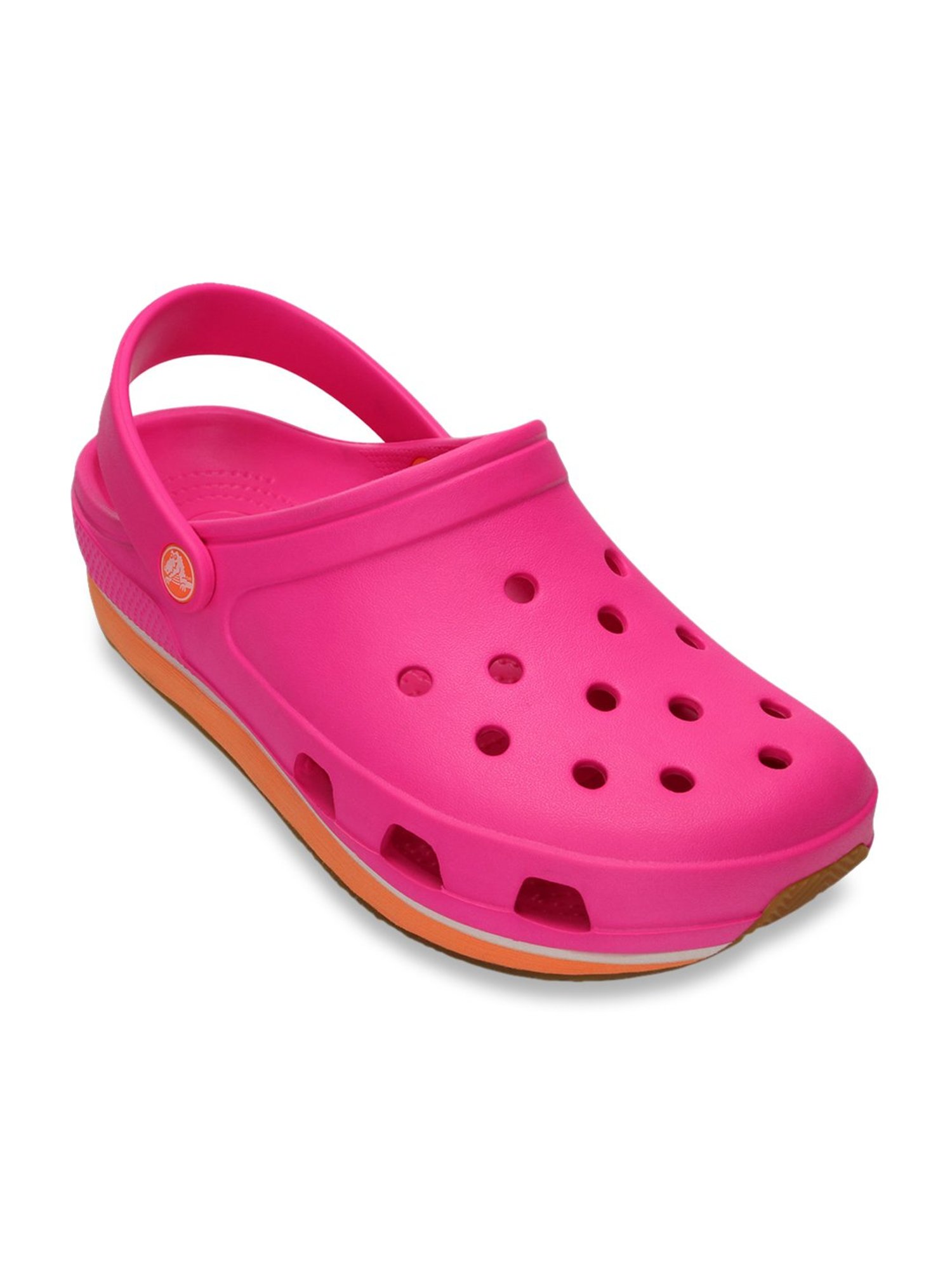 neon pink crocs