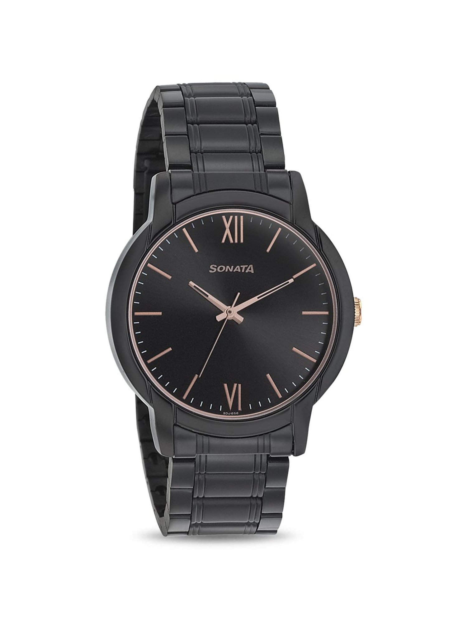 Sonata black best sale dial men's watch