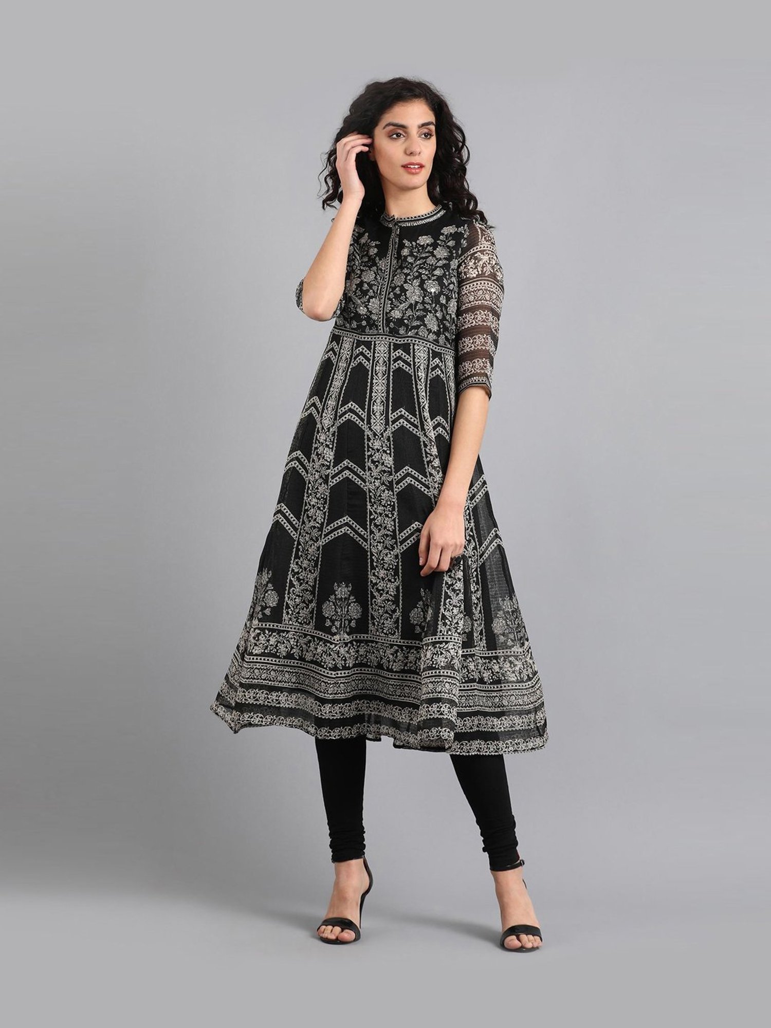 Black floral kurti Clearance