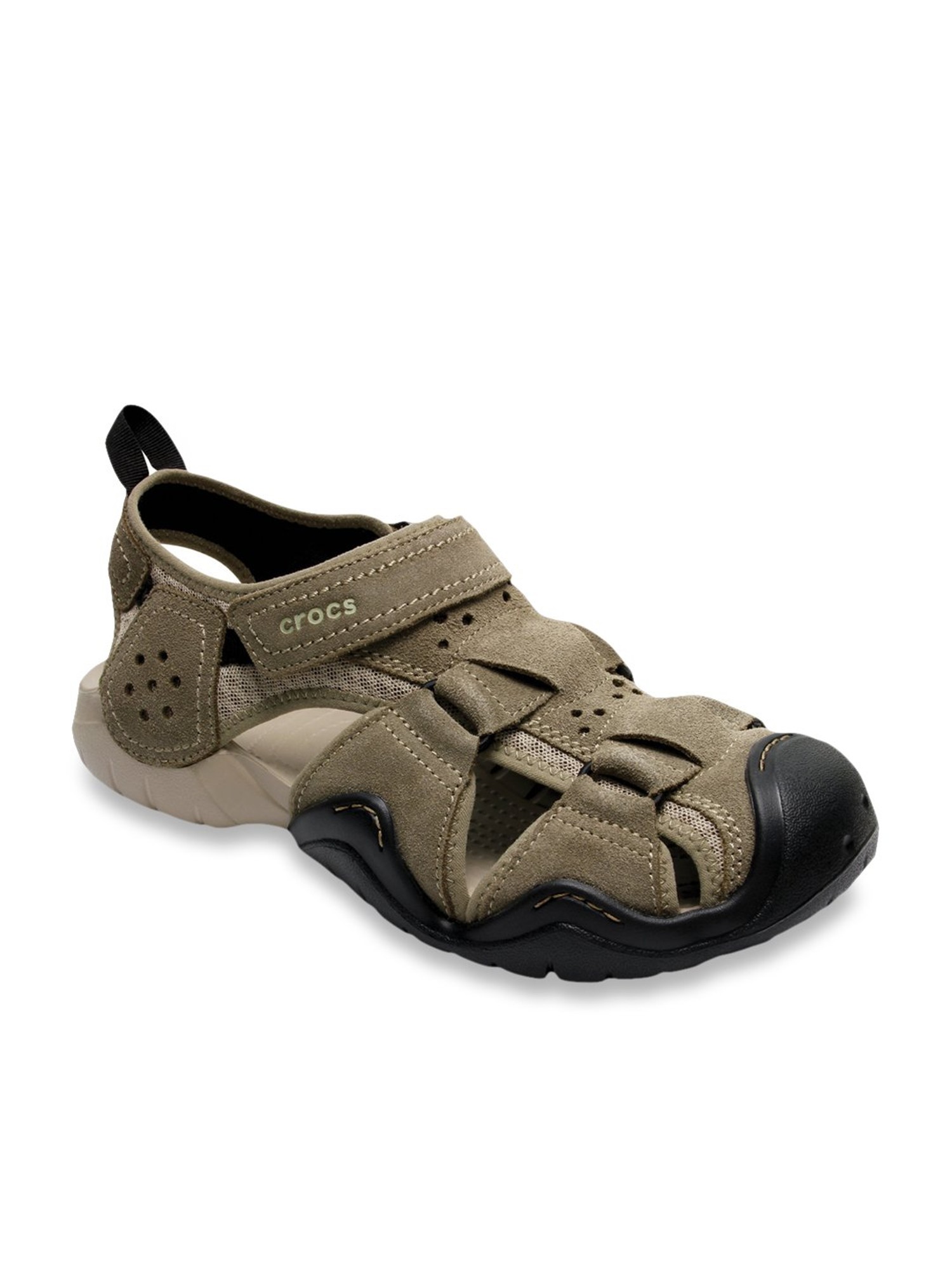 crocs men's swiftwater leather 2.0 fisherman sandals