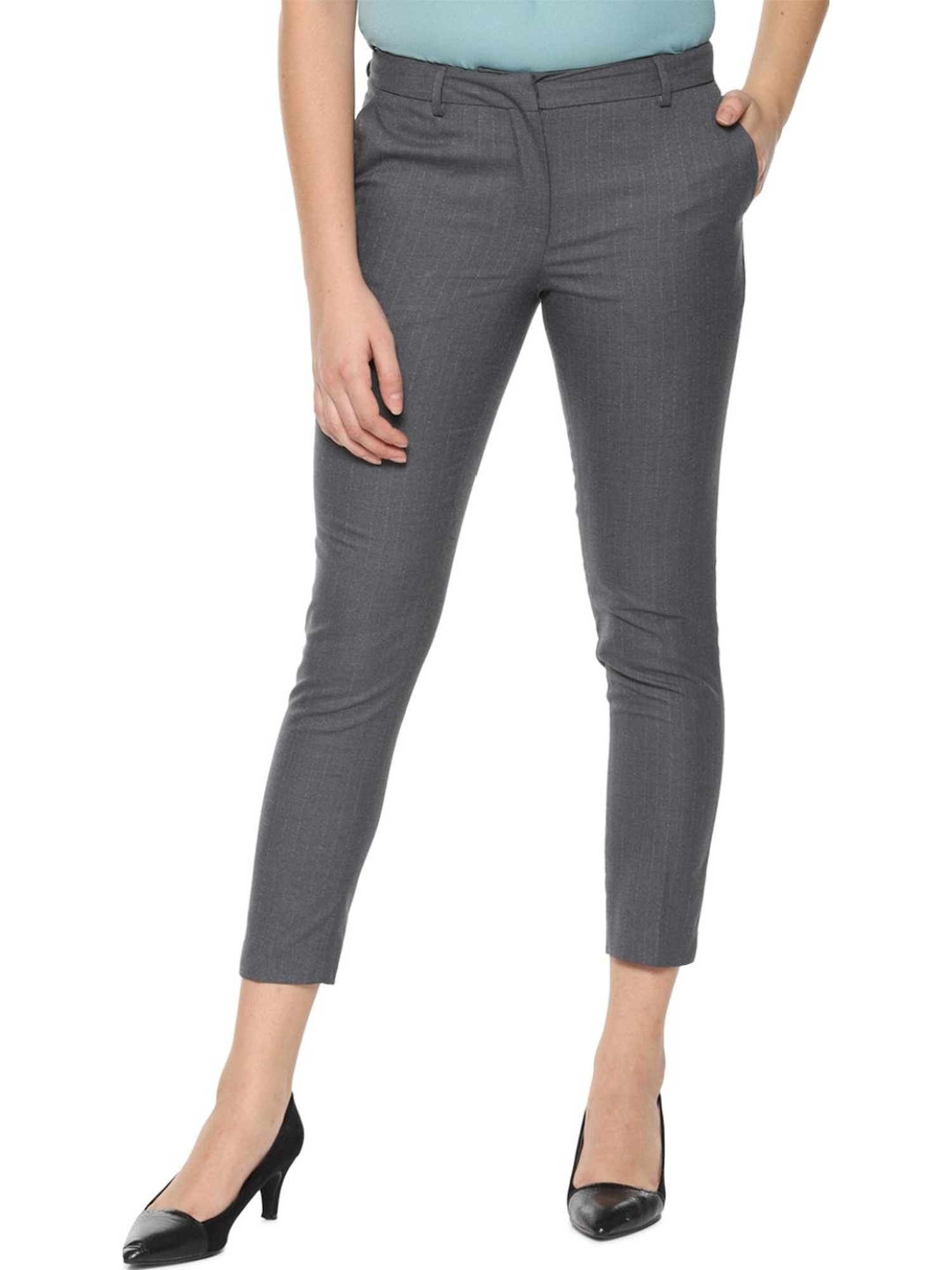 Buy Allen Solly Grey Cotton Slim Fit Texture Trousers for Mens Online @  Tata CLiQ