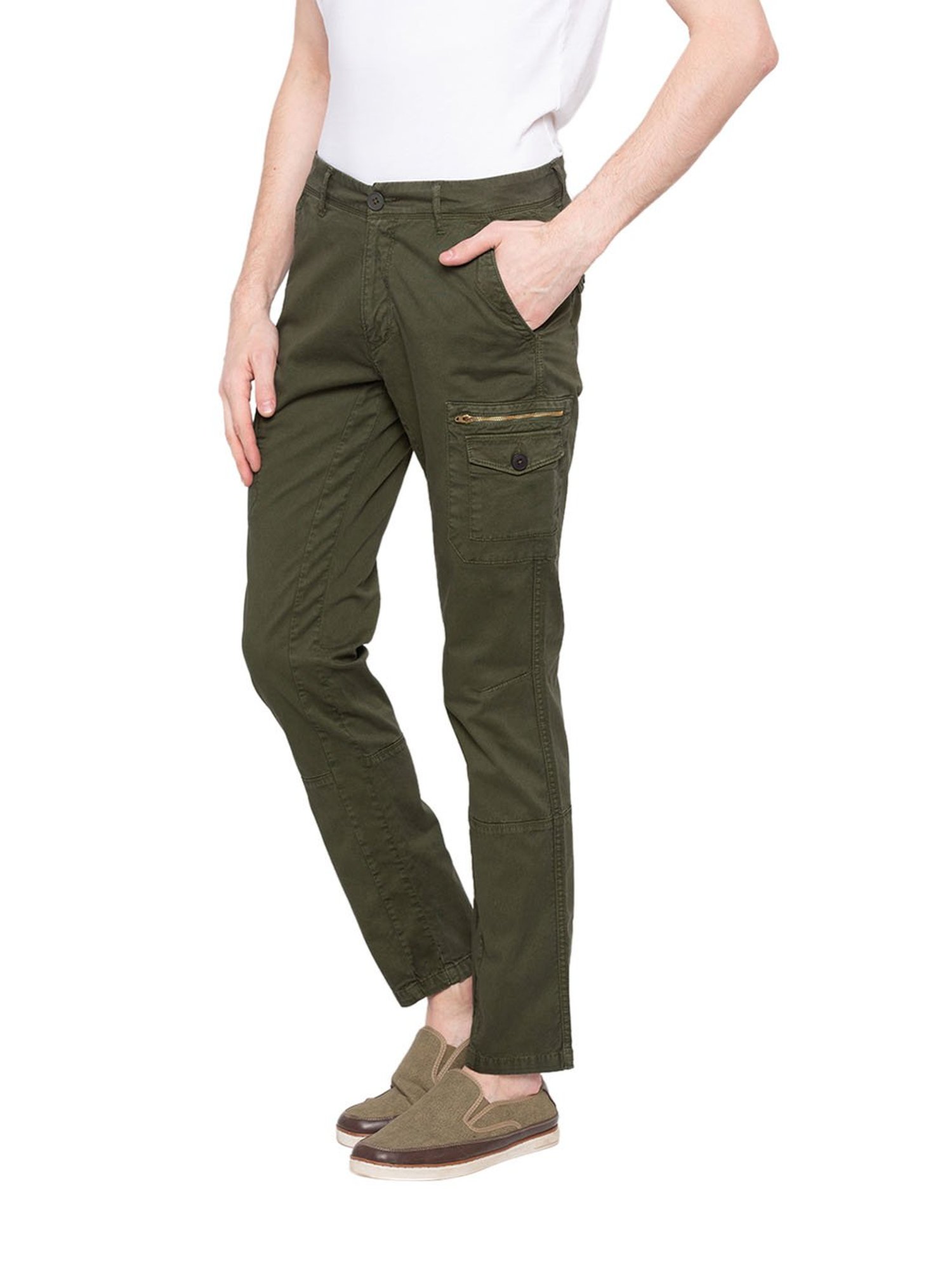 Buy Spykar Olive Green Cotton Regular Fit Straight Length Trousers For Men  Online at Best Prices in India  JioMart