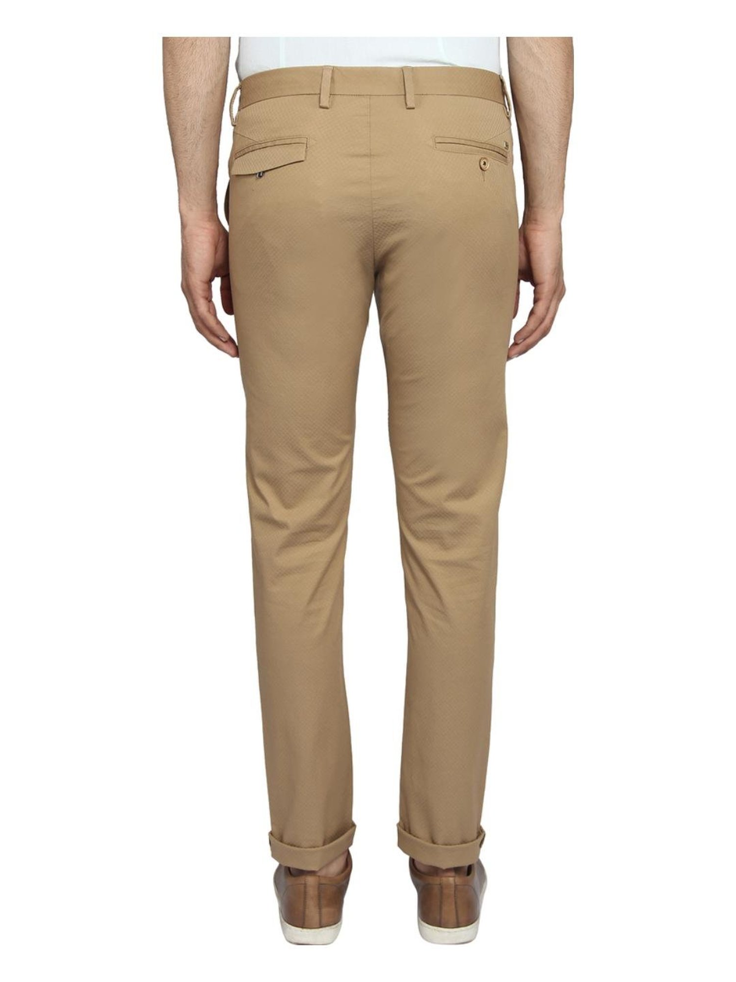 Raymond Men Khaki Slim Fit Solid Formal Trousers  Indian Offer