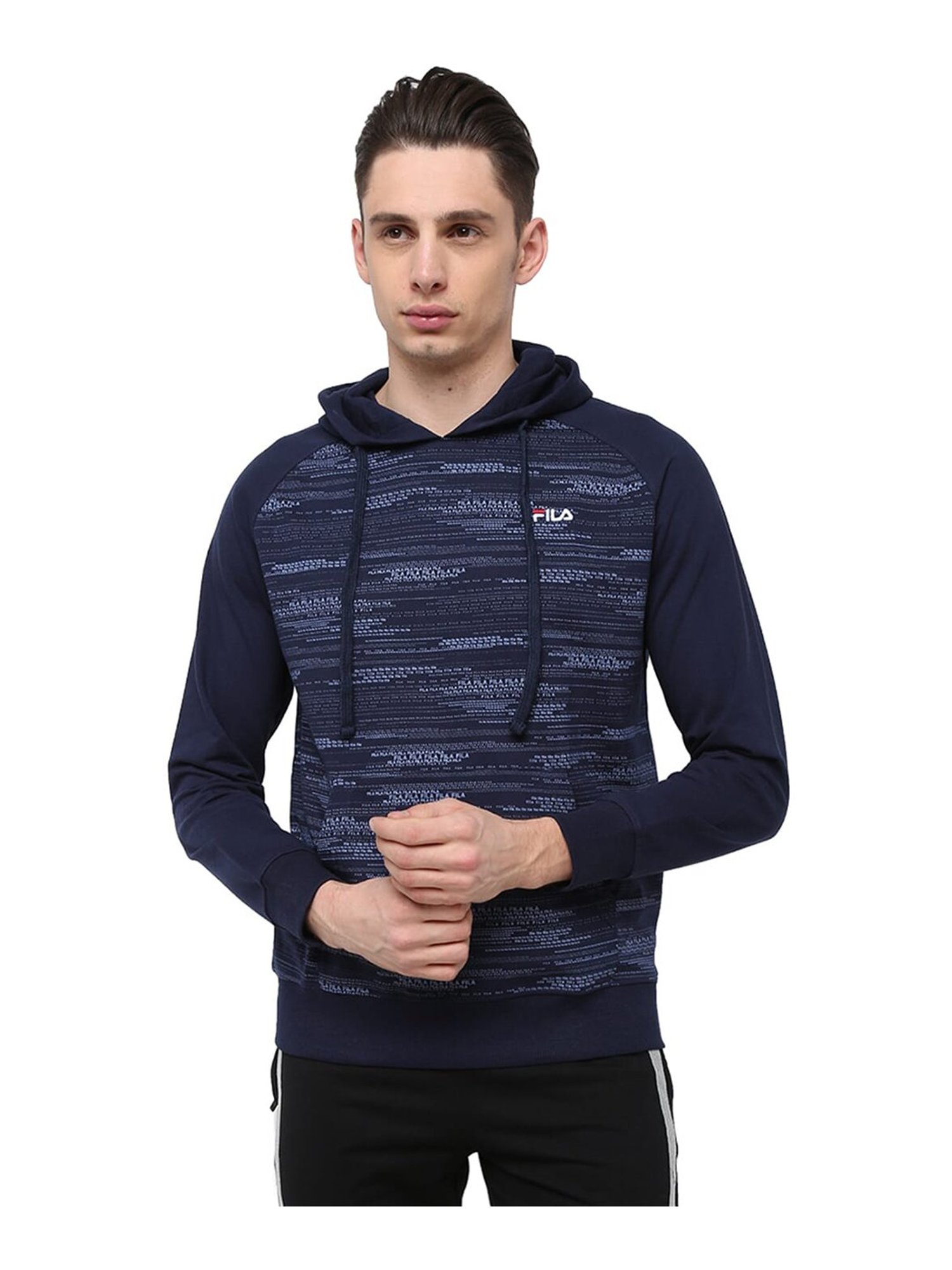 fila navy hooded sweatshirt
