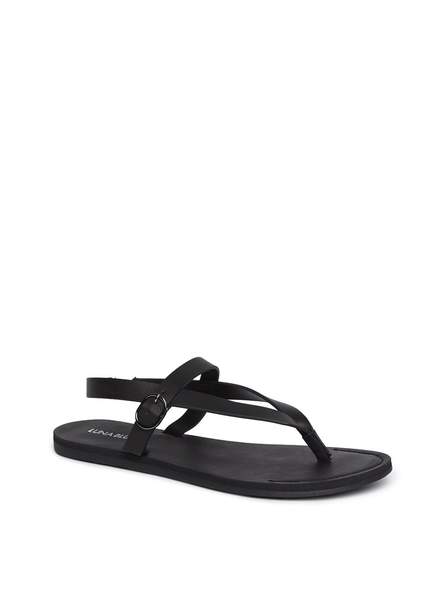 Westside Black Faux-Leather Sandals 