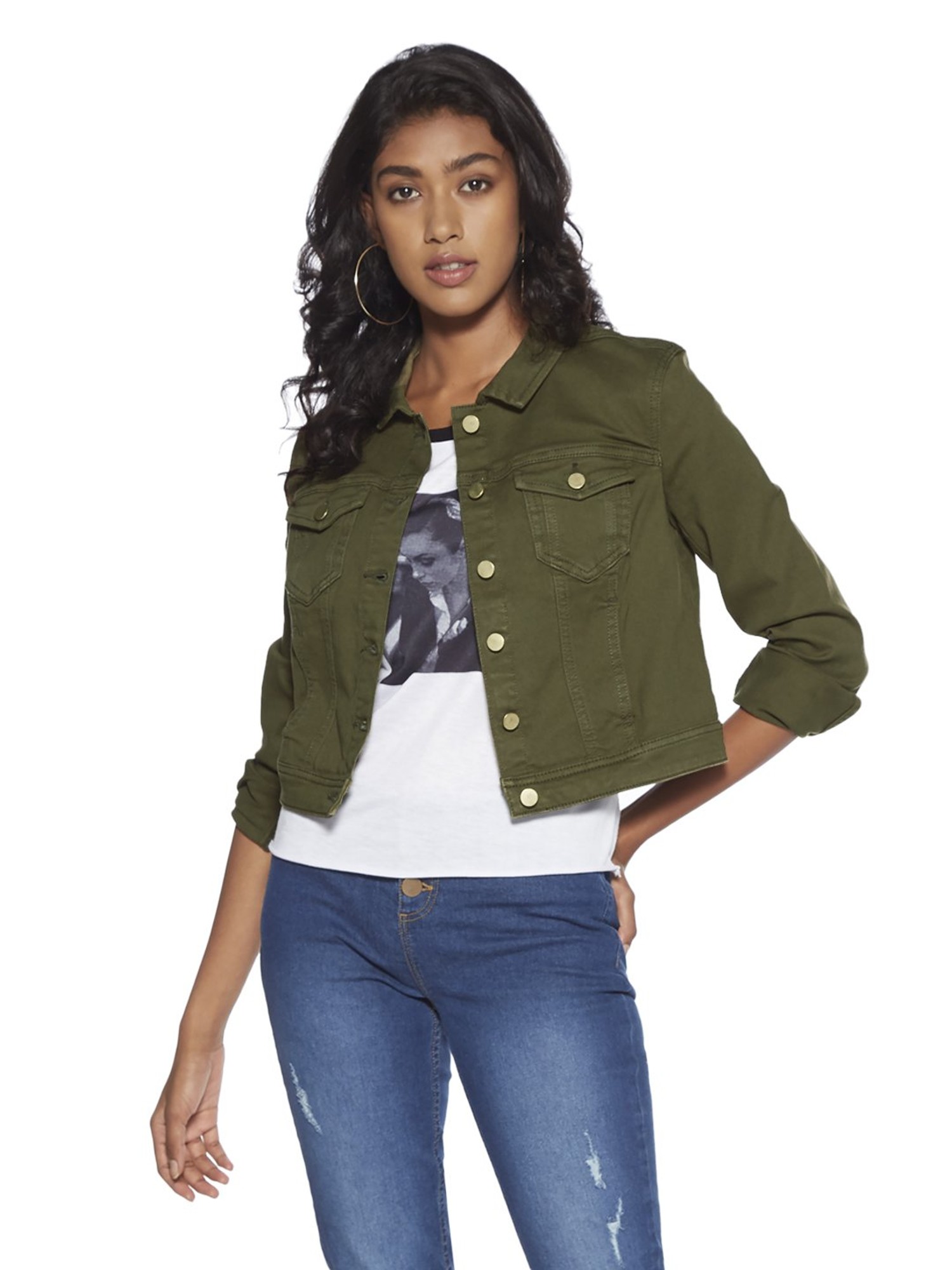 Buy HRIKSHIKA FASHION Women Green Solid Denim Casual Jacket Online at Best  Prices in India - JioMart.
