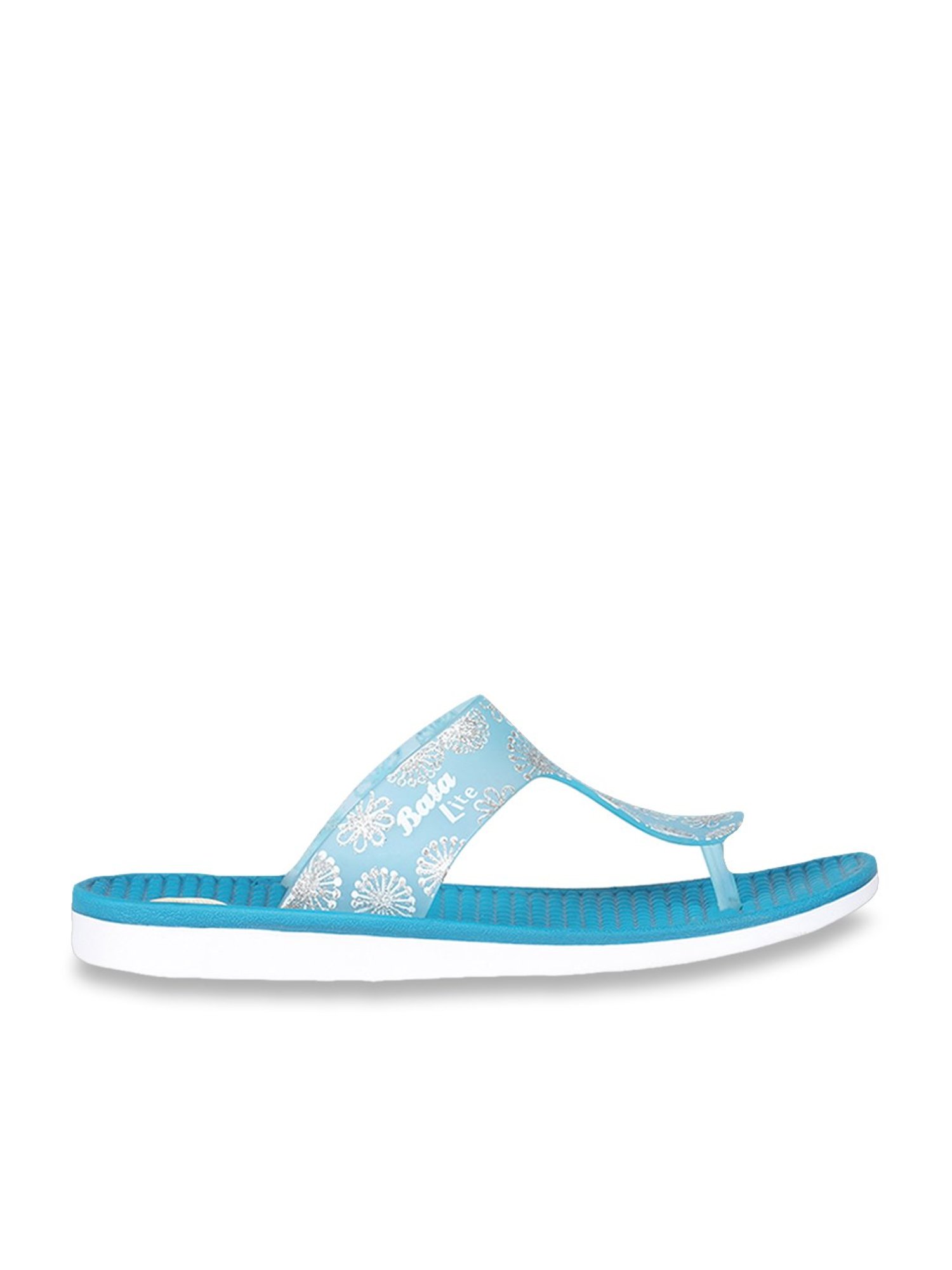 bata blue and white slippers
