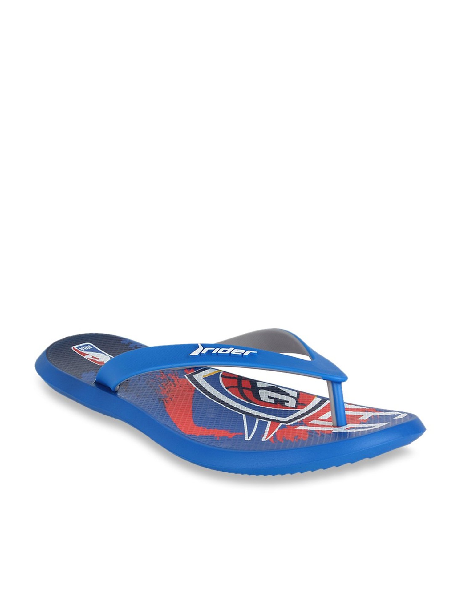 Red and discount blue flip flops