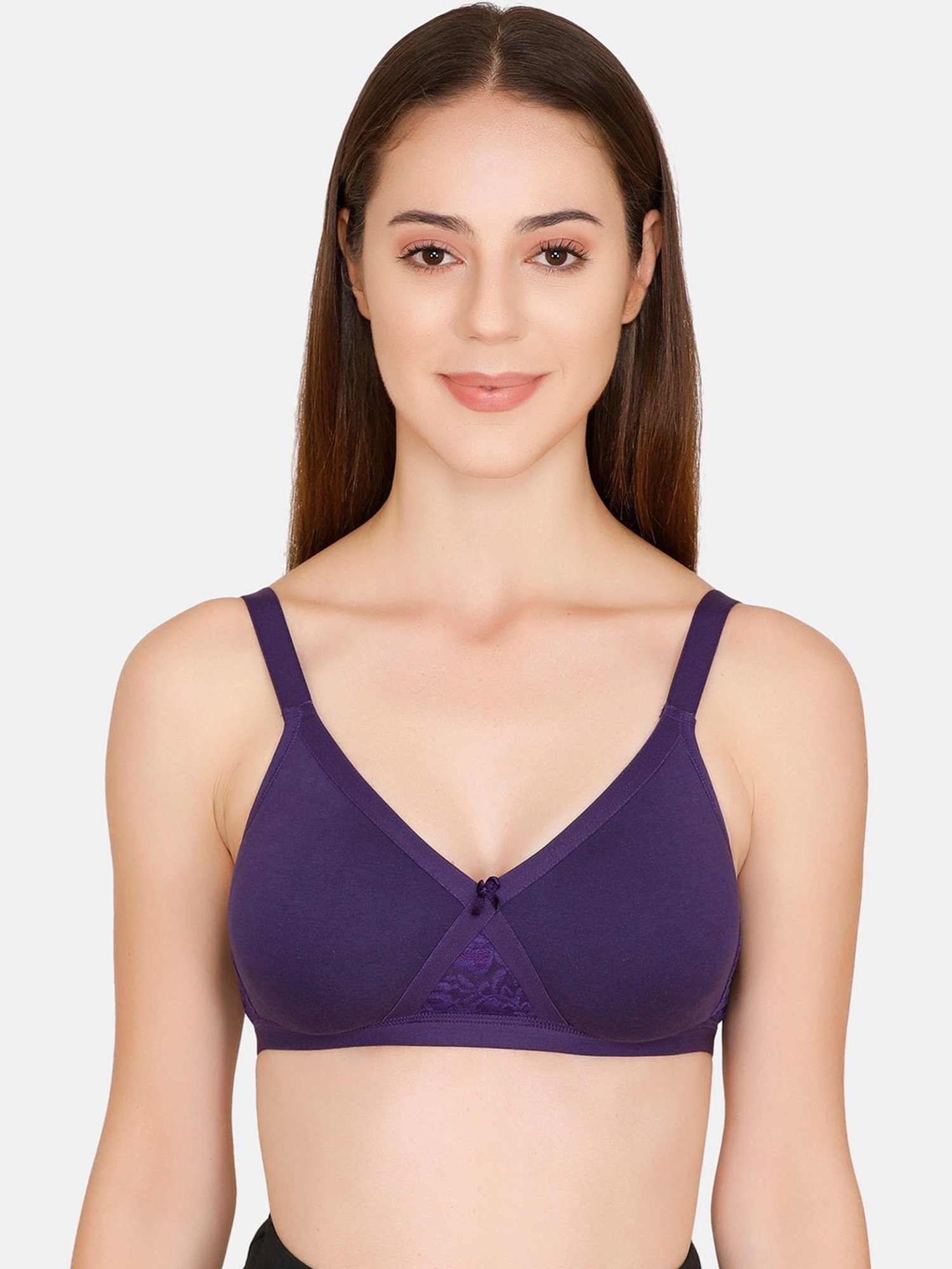 Enamor Purple Lace Work Push-up Bra