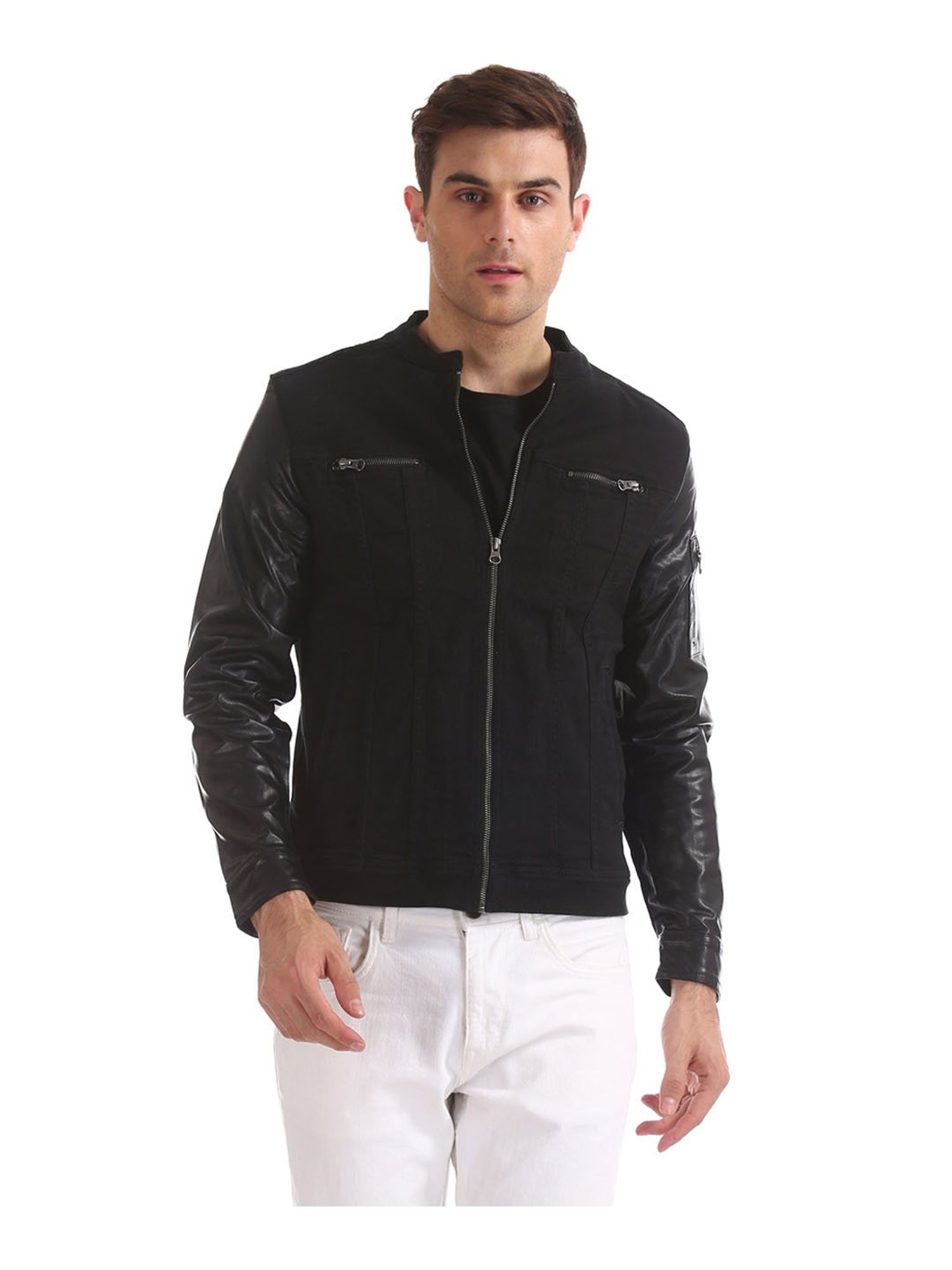 flying machine black solid jacket