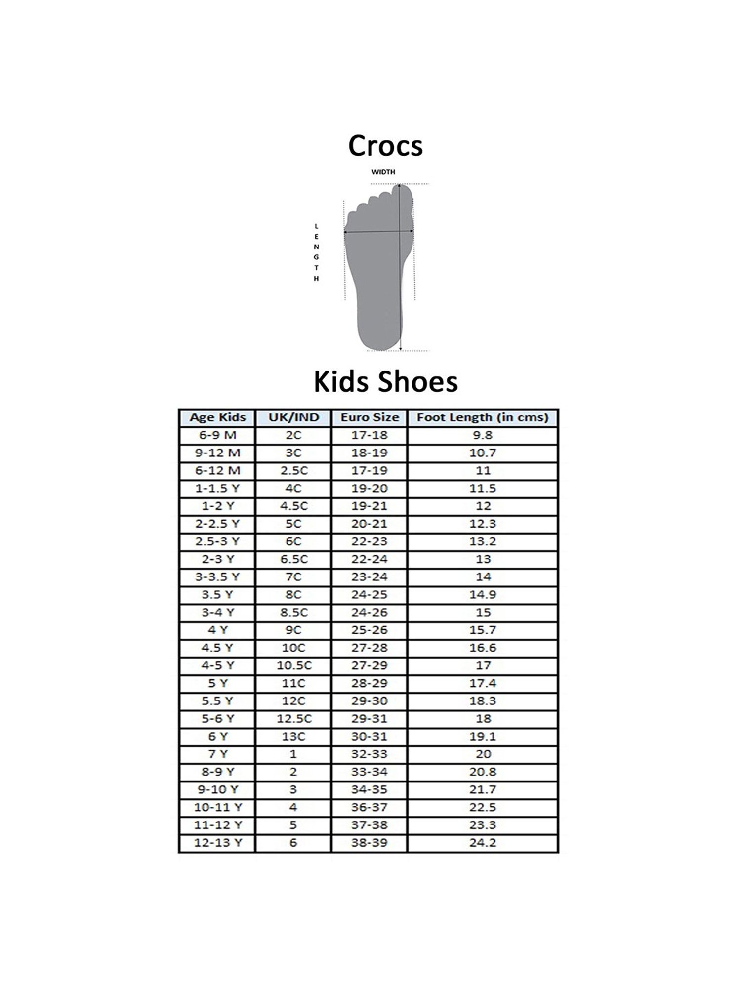 crocs kids size 9