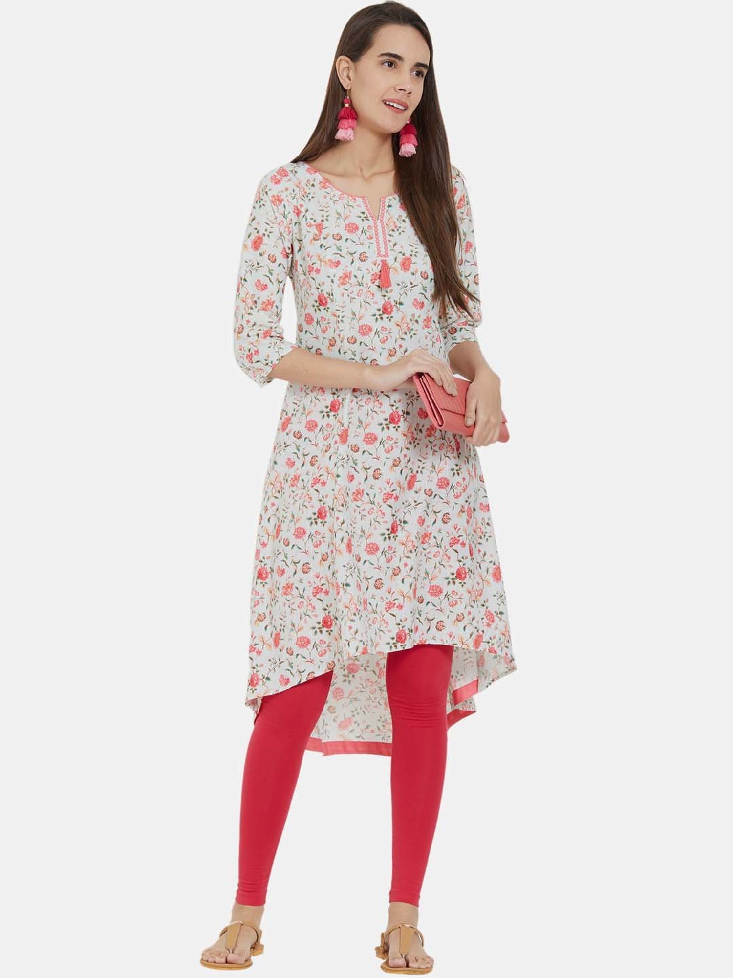 Buy Sangria Pink High Low Printed Kurti - Kurtis for Women 6892843 | Myntra