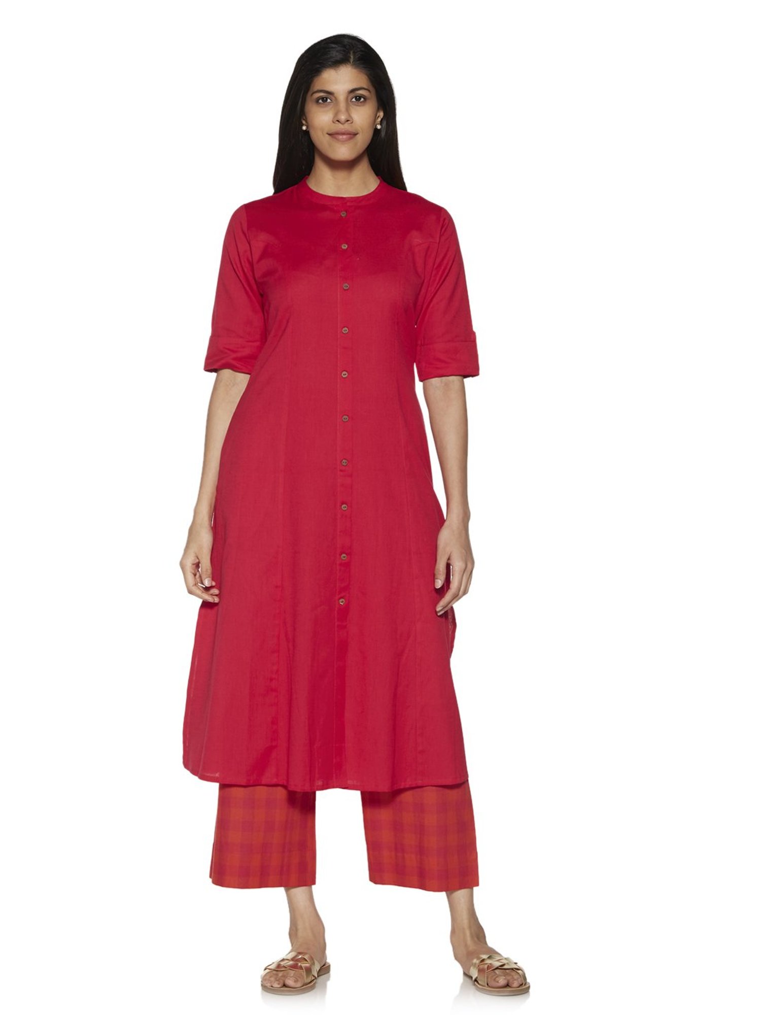 Buy Utsa by Westside Red Fit-and-Flare Kurta for Online @ Tata CLiQ