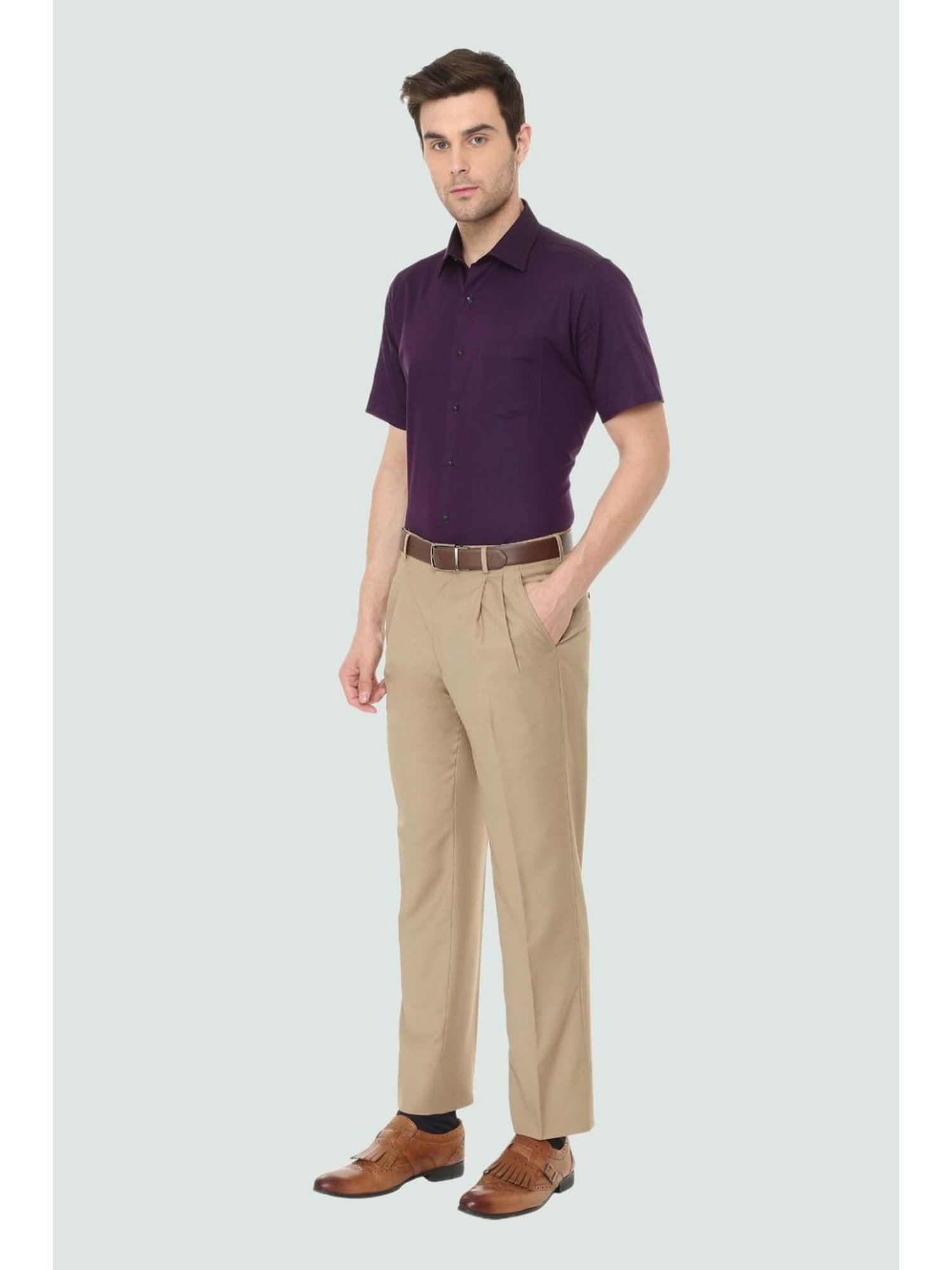 Buy Louis Philippe Men Super Slim Fit Solid Formal Trousers - Trousers for  Men 23558390 | Myntra