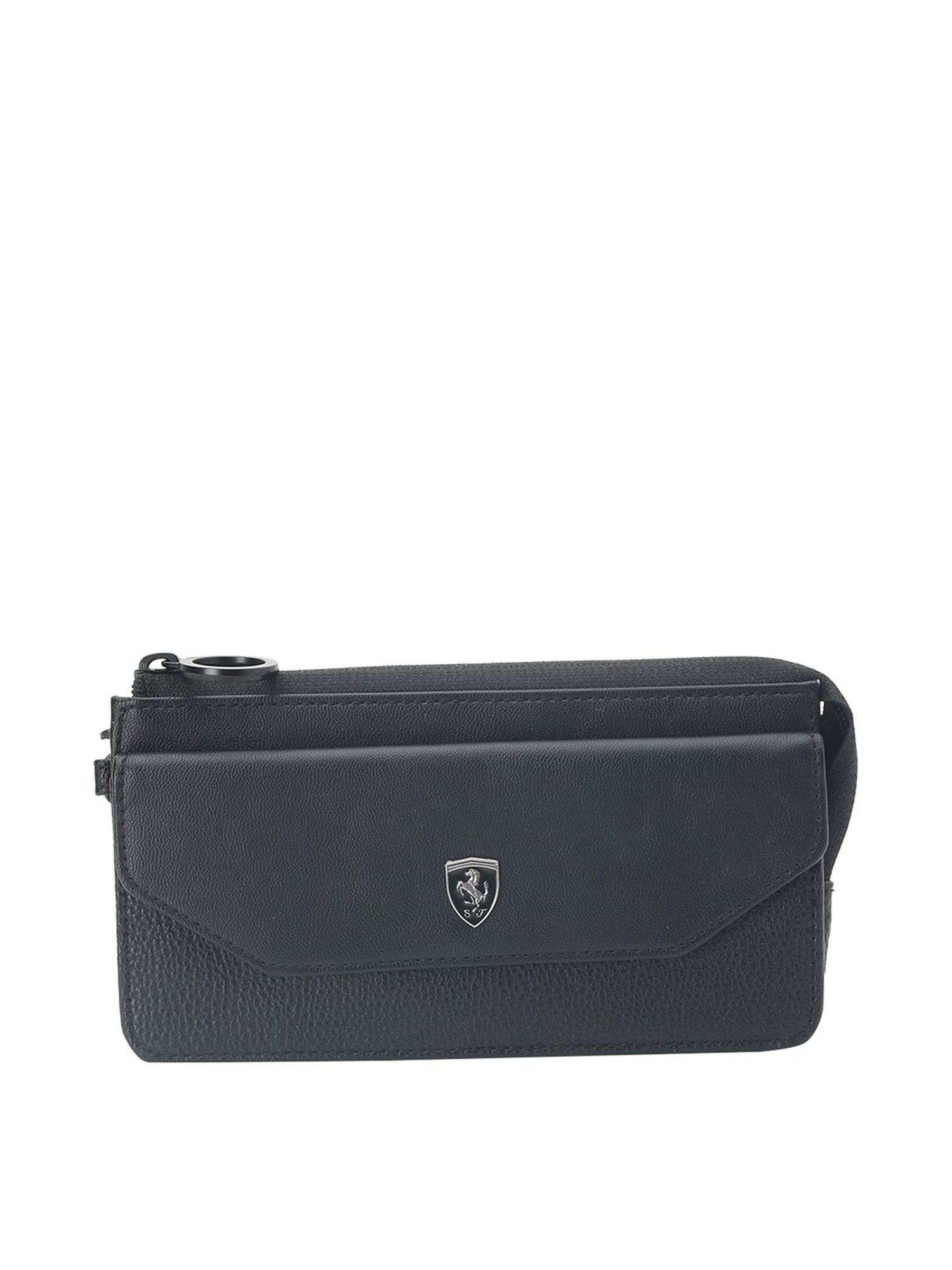 puma black leather wallet