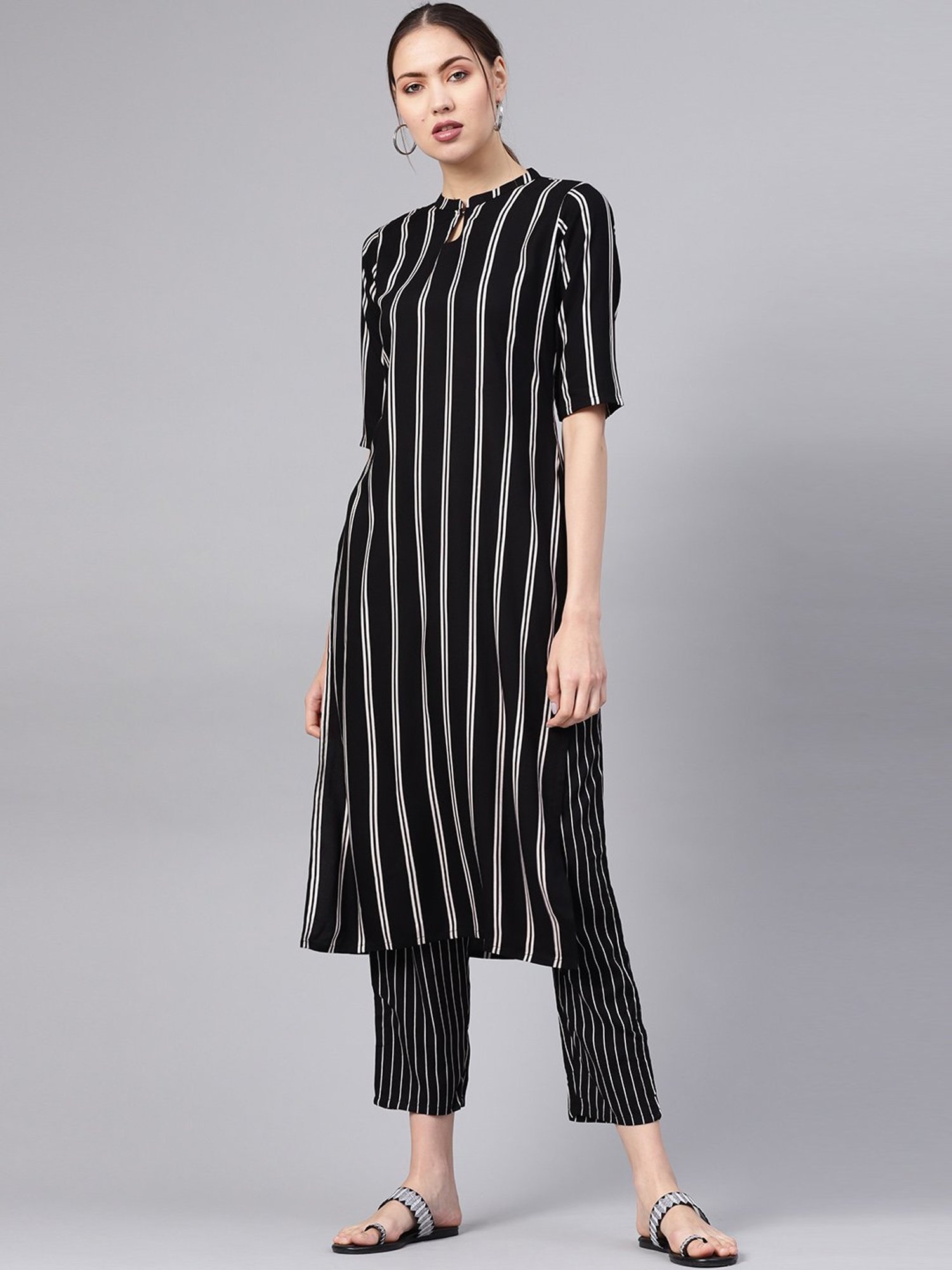 striped palazzo pants with kurti