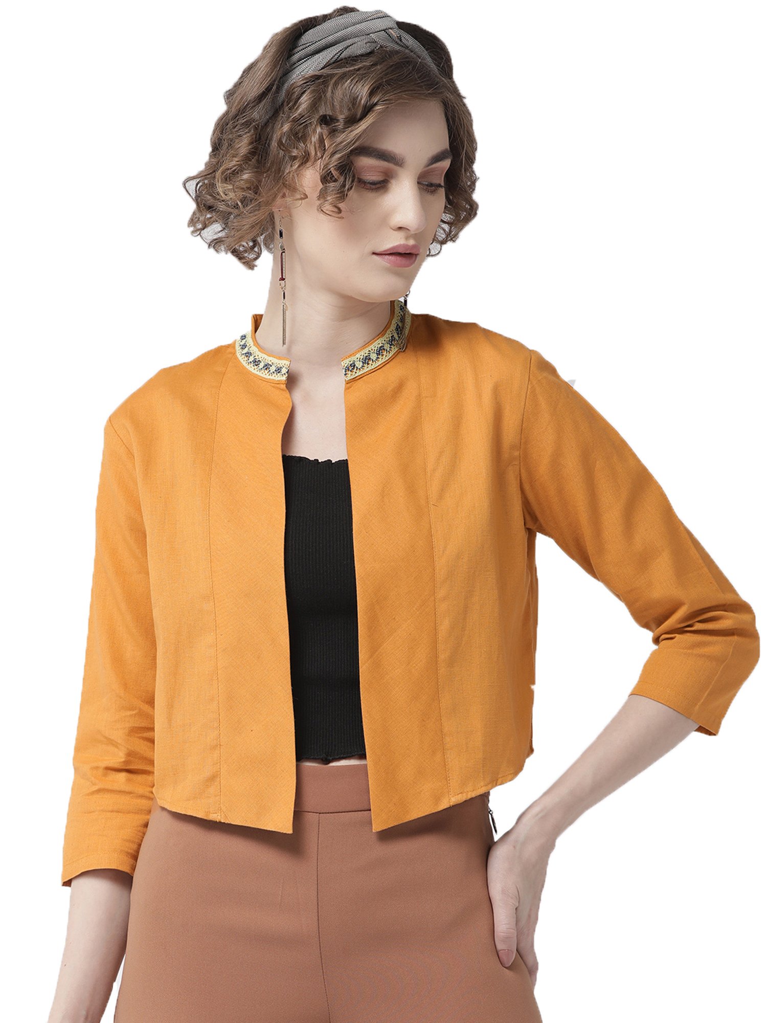 Buy Style Quotient Camel Cotton Shrug 