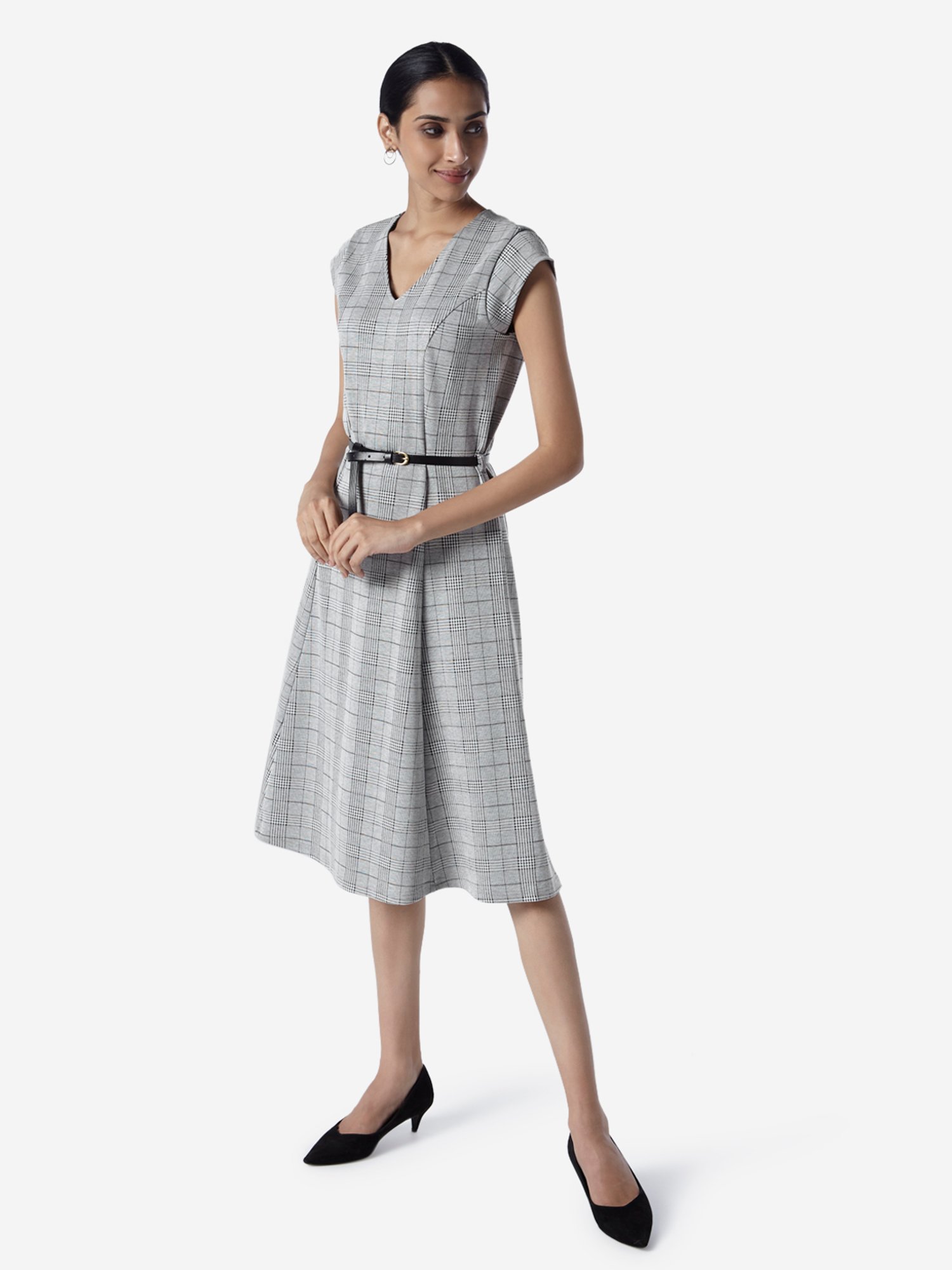 Grey checkered cheap dress