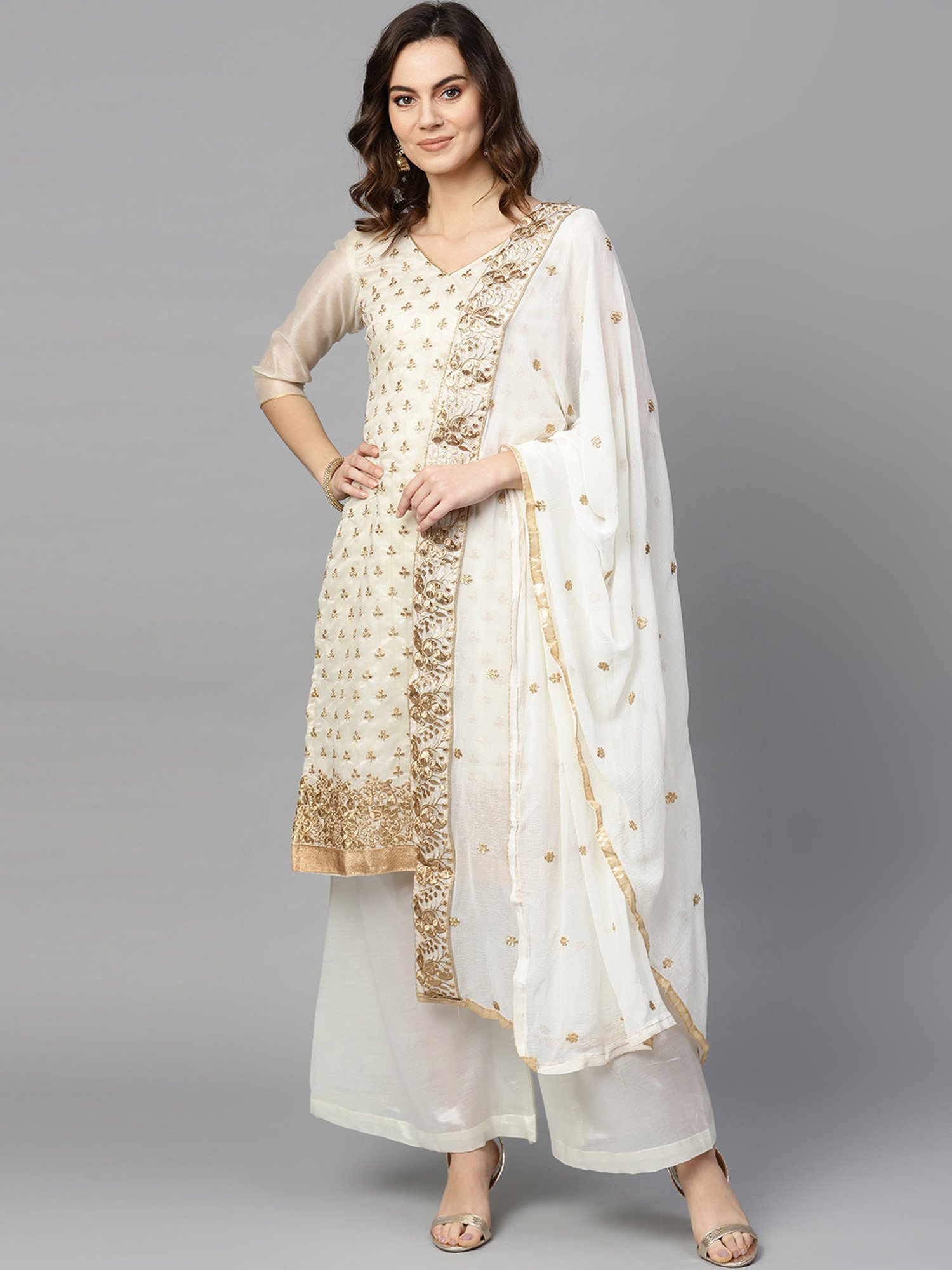 white cotton churidar material