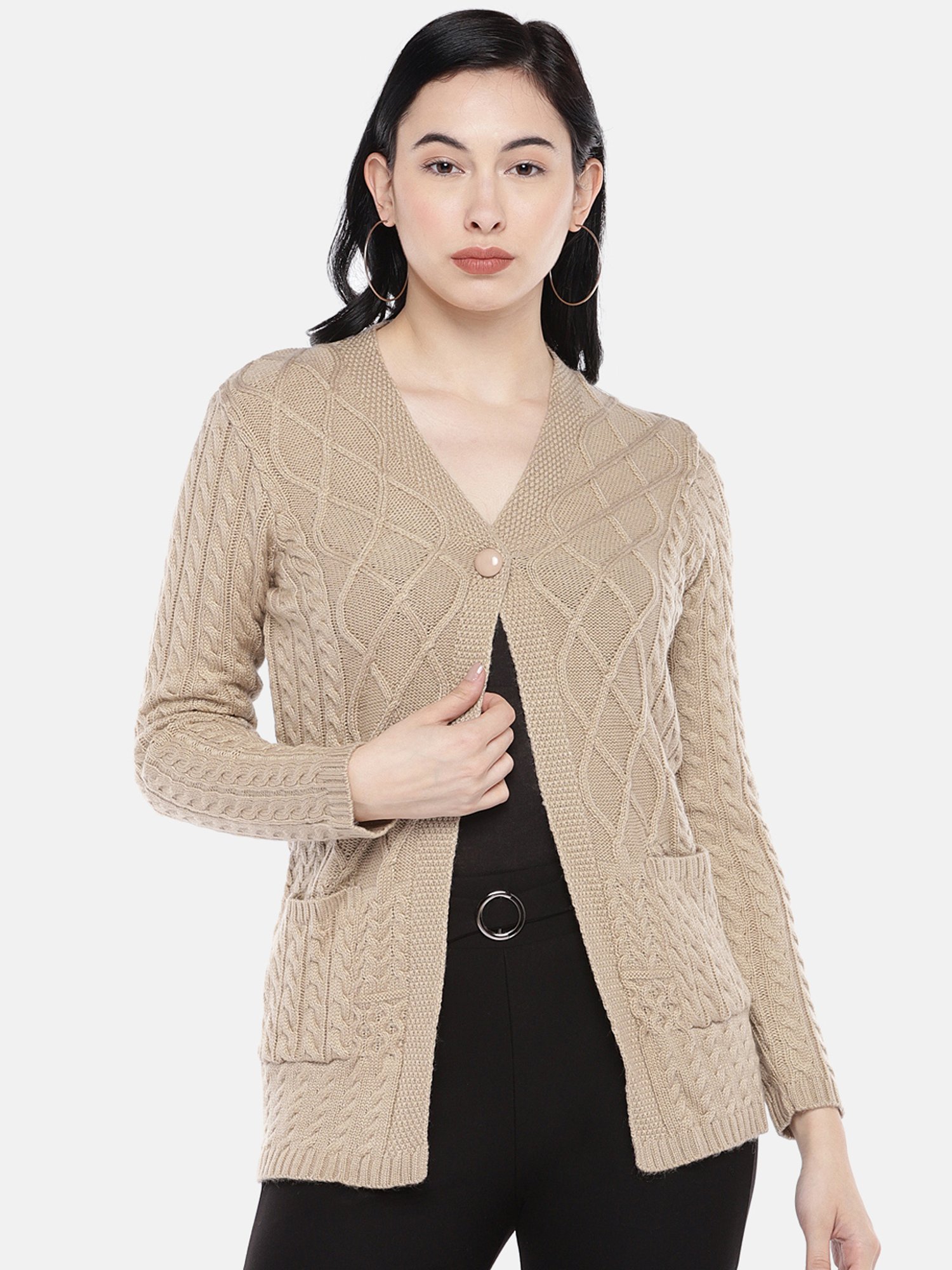 beige cotton cardigan