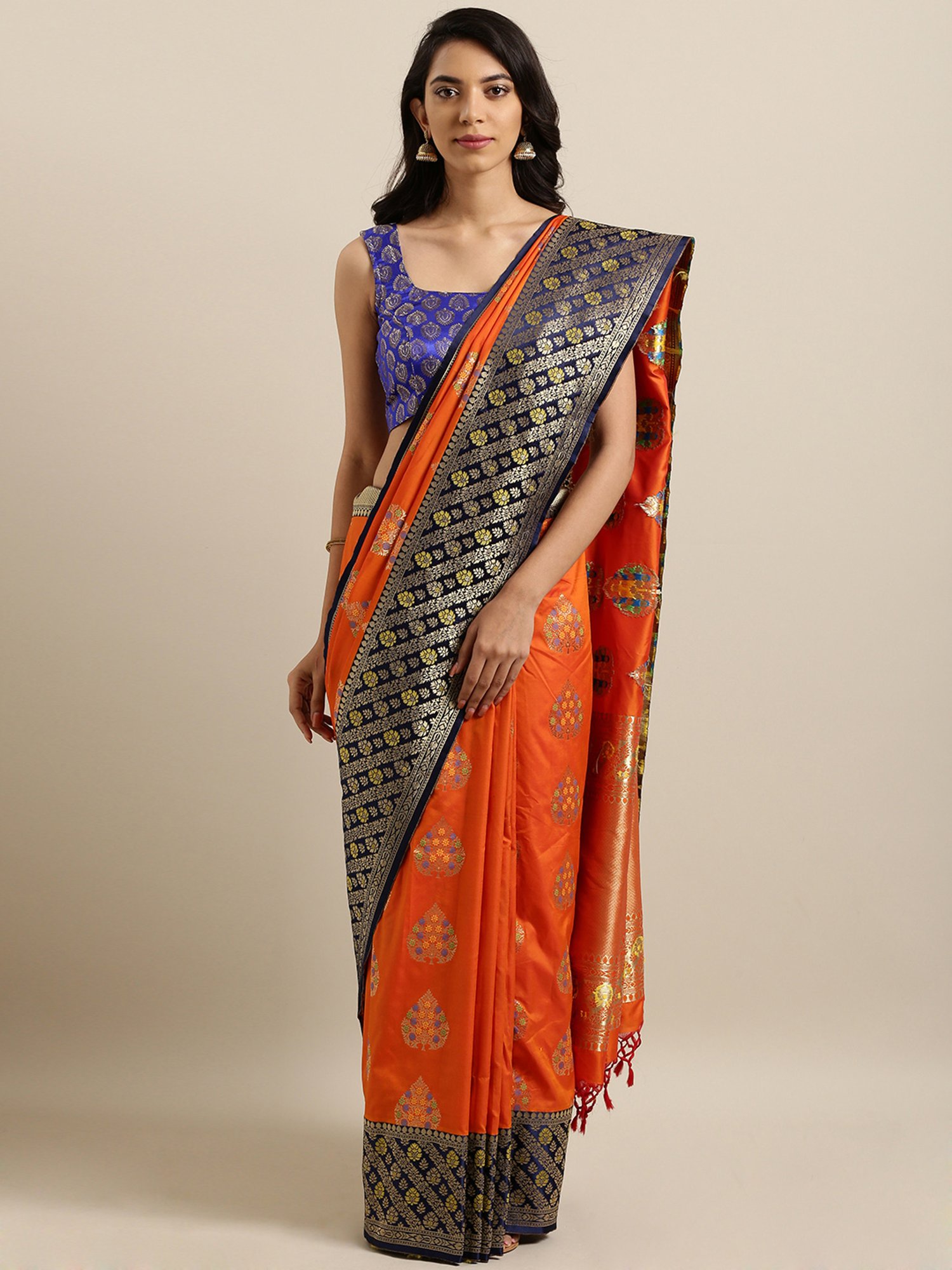 Varkala Silk Sarees Yellow & Pink Silk Blend Woven Design Paithani Saree  Price in India, Full Specifications & Offers | DTashion.com