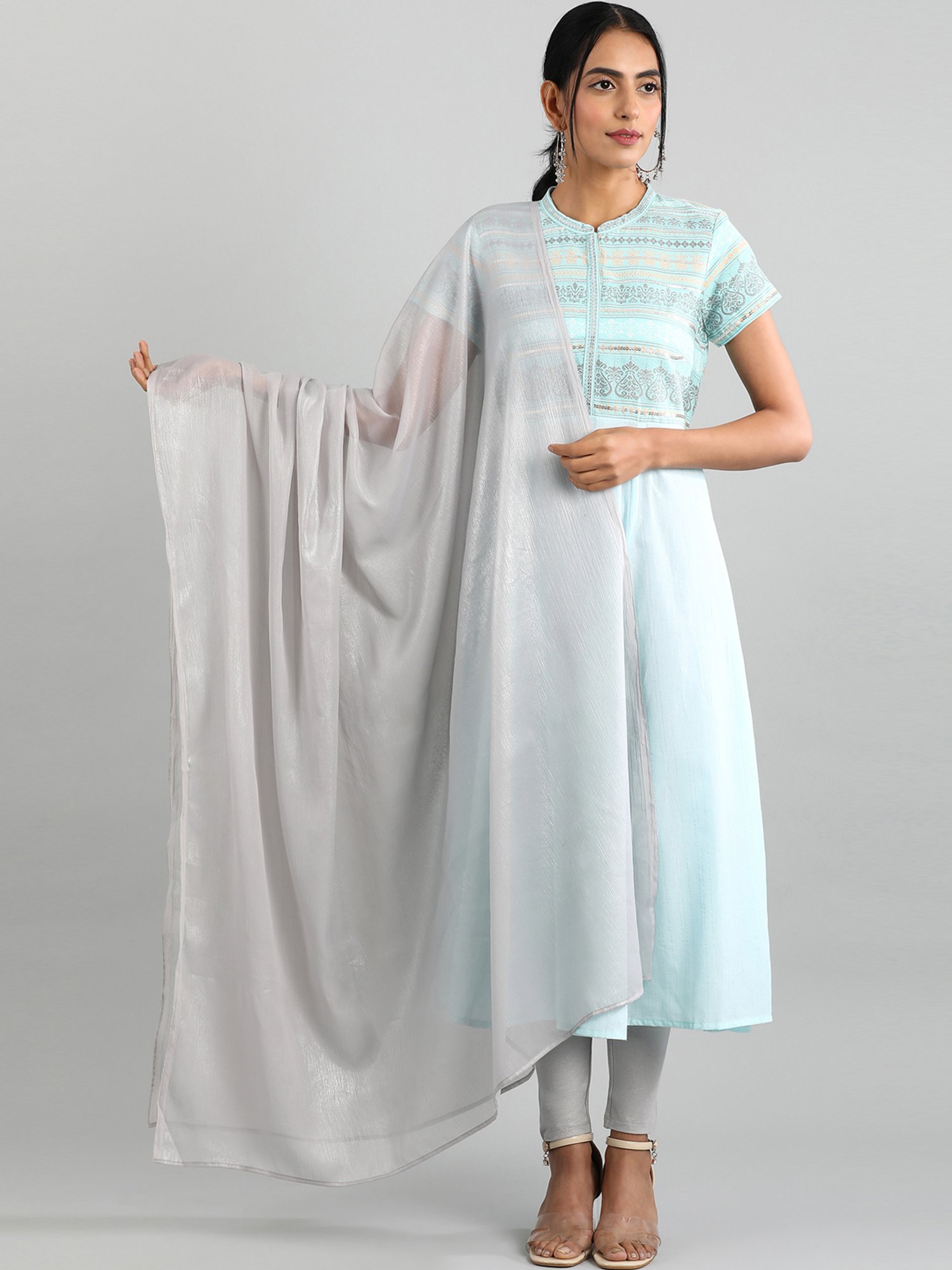 Buy Aurelia Silver Cotton Dupatta for 