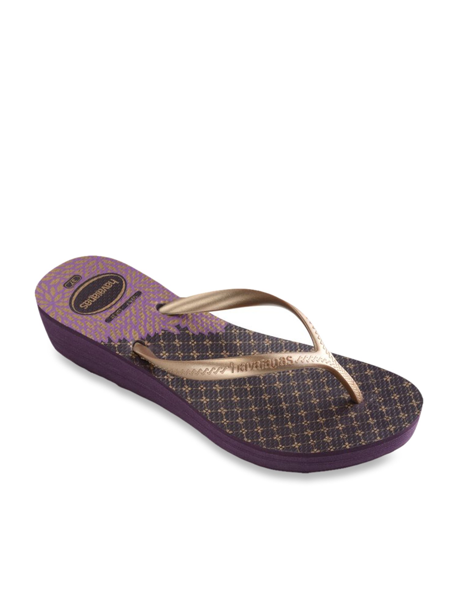 Buy Havaianas High Light II Golden Aubergine Flip Flops for