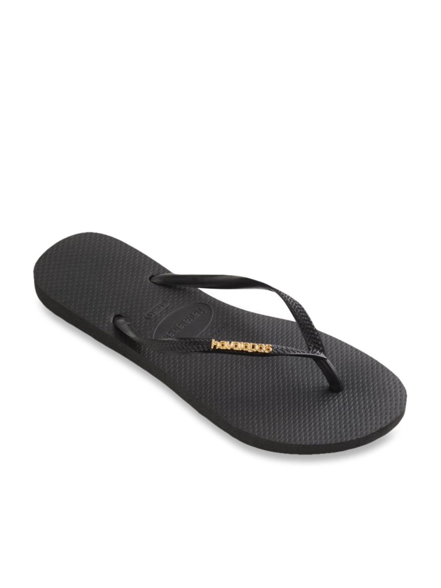 Buy Havaianas Slim Logo Black Flip Flops for Women at Best Price