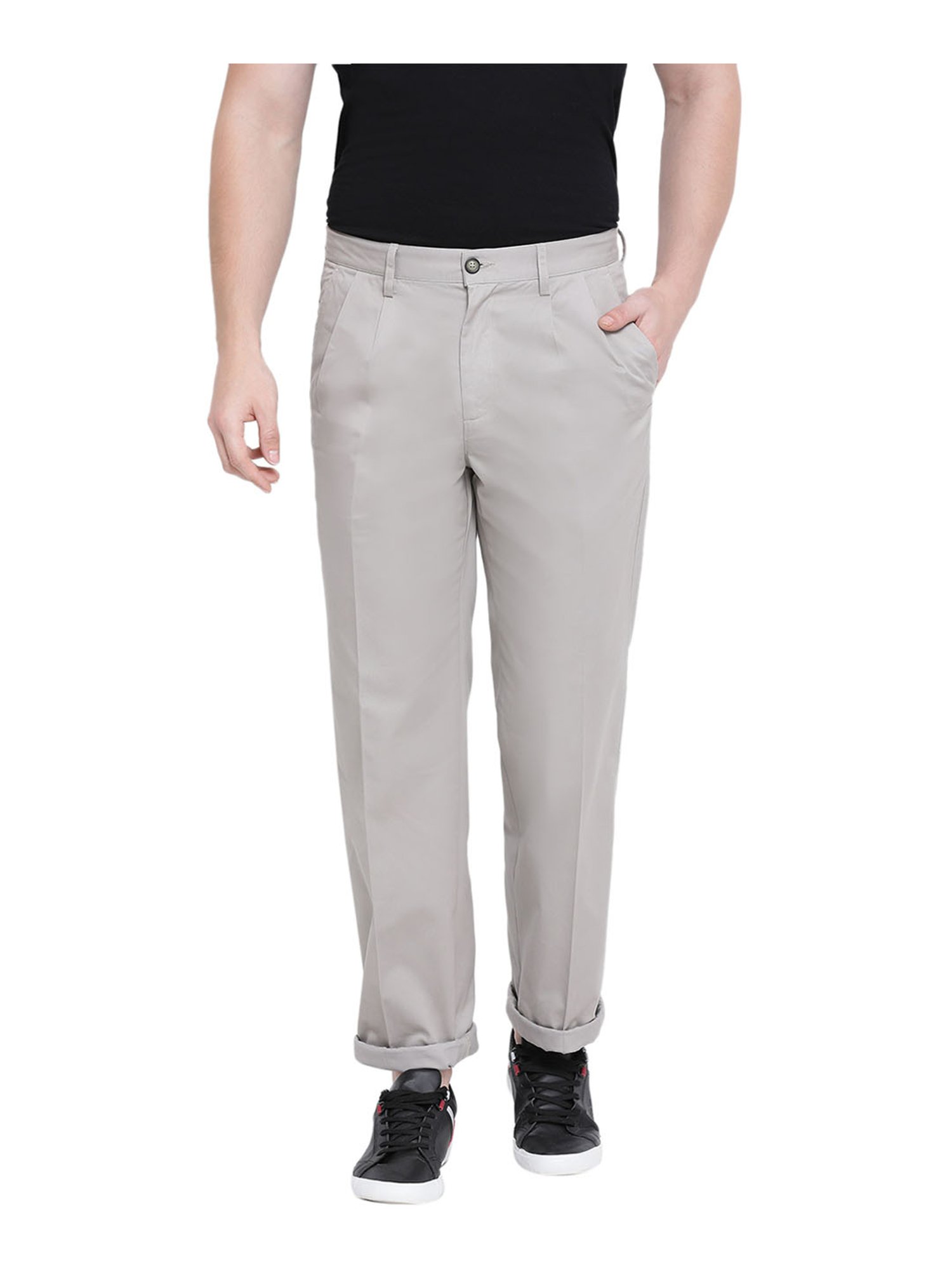 Buy Men Navy Blue Solid Regular Fit Trousers Online in India - Monte Carlo