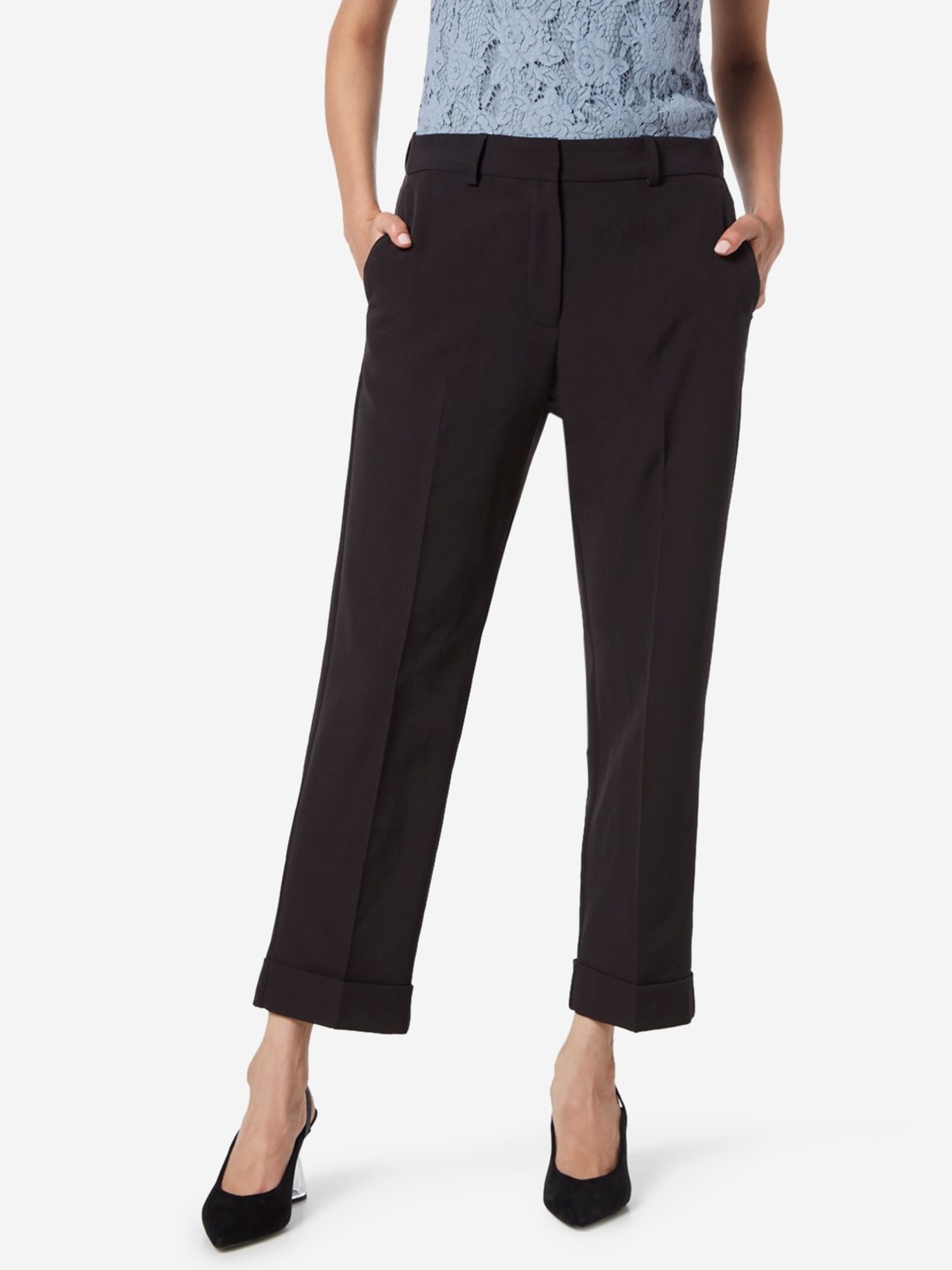 Buy Women Black Solid Regular Fit Parallel Trousers  Trousers for Women   Sassafrasin
